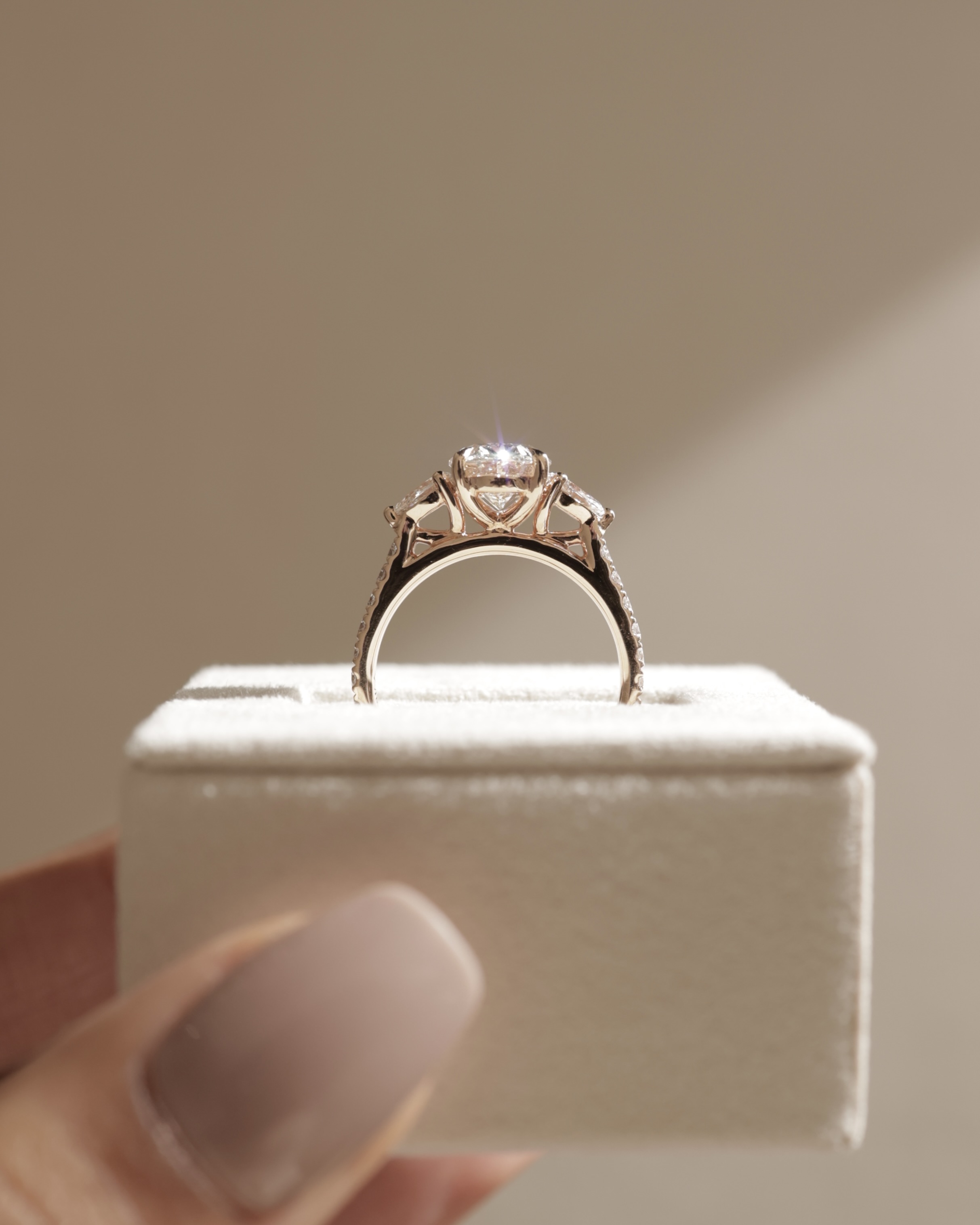 Arabella - Oval Trilogy with Side Stones Lifestyle Image