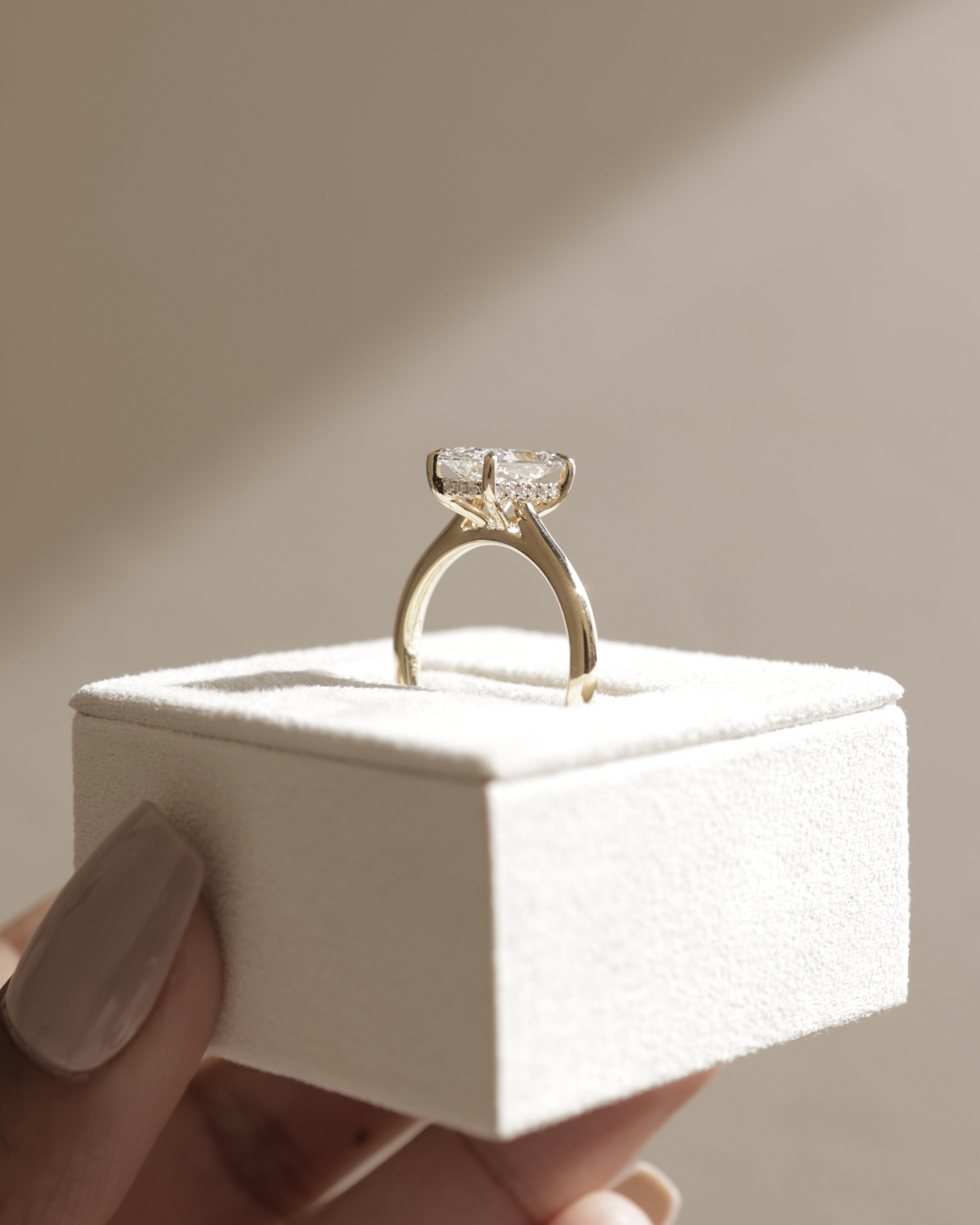 Ari - 4 Claw Radiant Solitaire with Hidden Halo Lifestyle Image