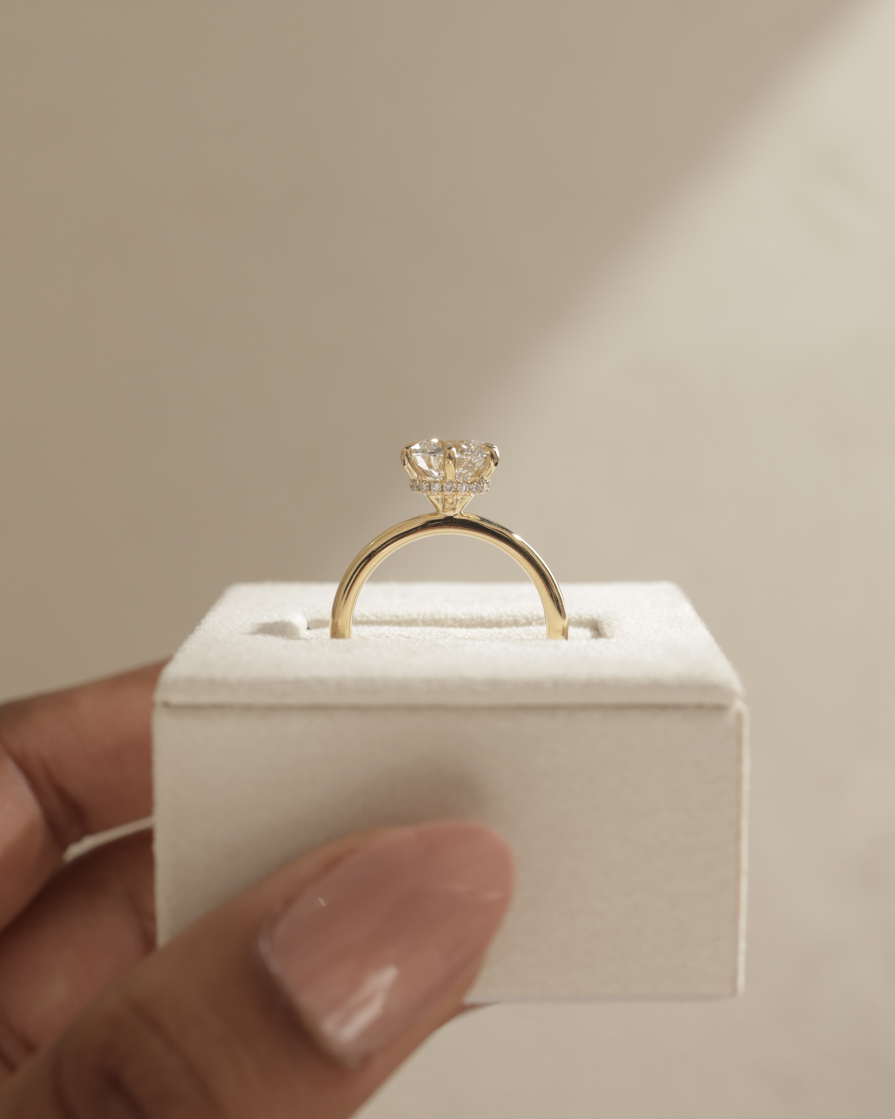 Aria - 6 Claw Round Solitaire with Hidden Halo Lifestyle Image