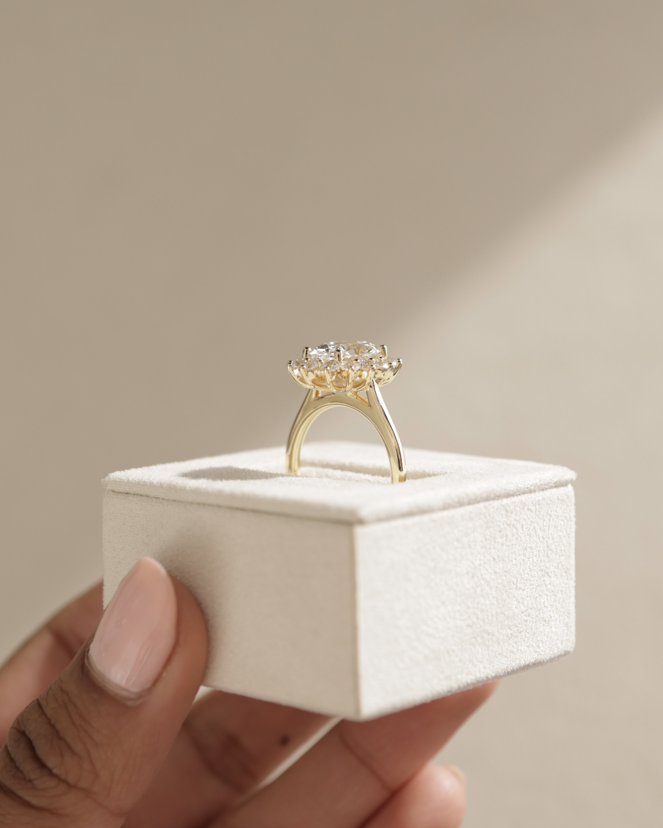 Arielle - Oval Halo with Cathedral Setting Lifestyle Image