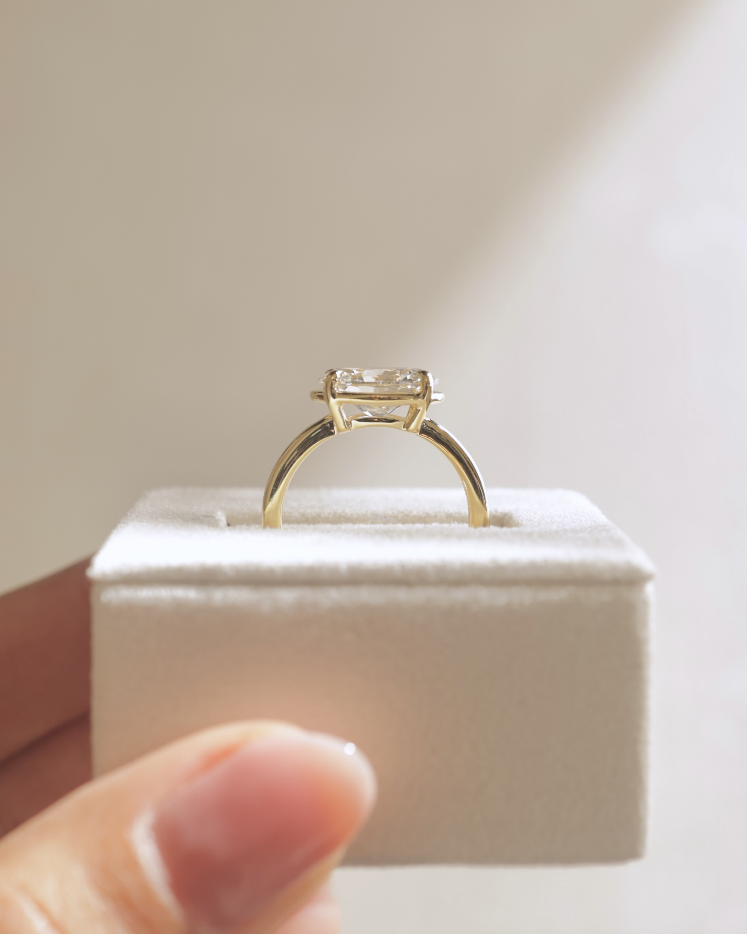 Arlo - Oval East West Bezel Frame Solitaire with Claws Lifestyle Image