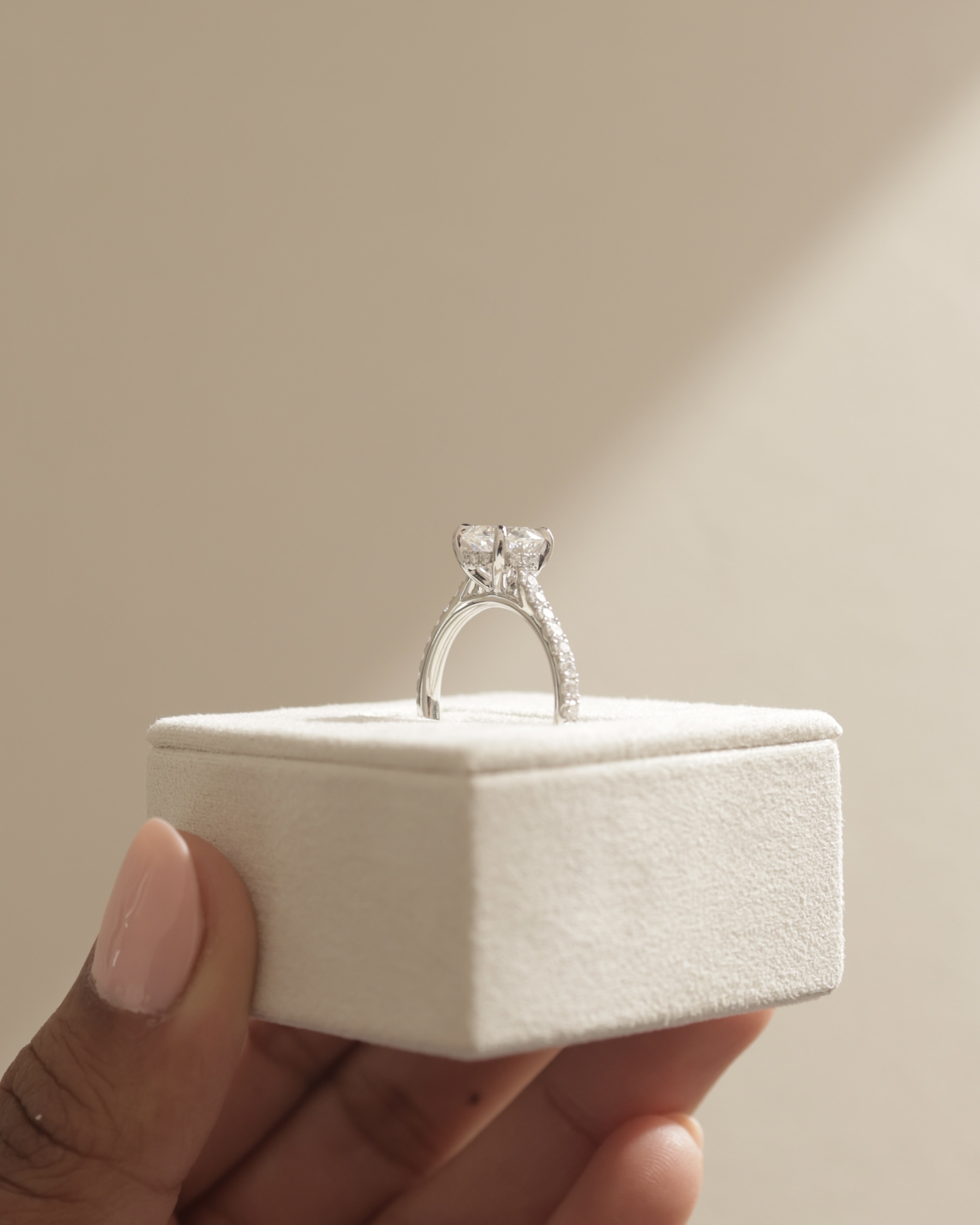 Ashlea  4 Claw Pav Round Solitaire with Hidden Halo Lifestyle Image