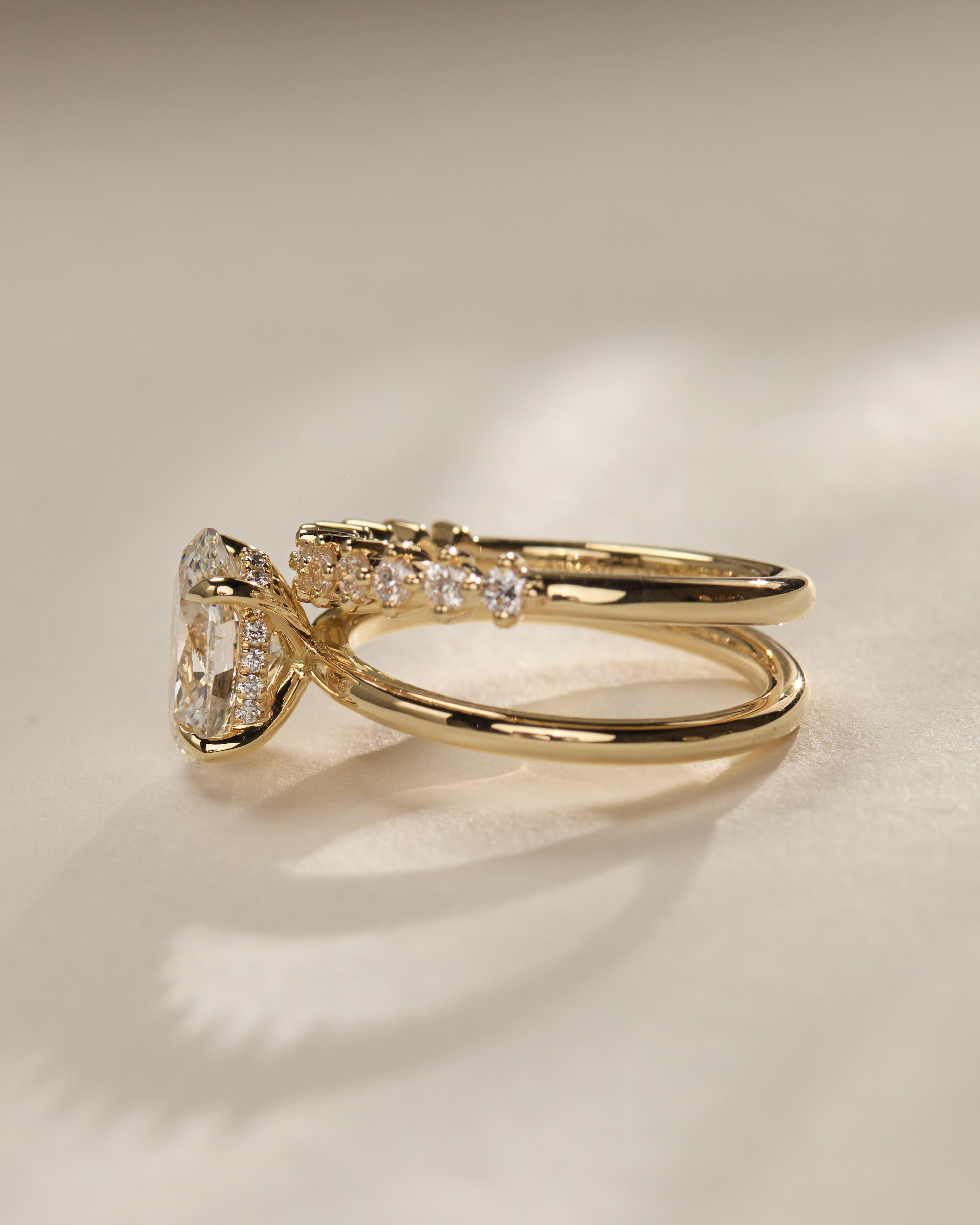 Athena - Double Band Oval Solitaire Lifestyle Image