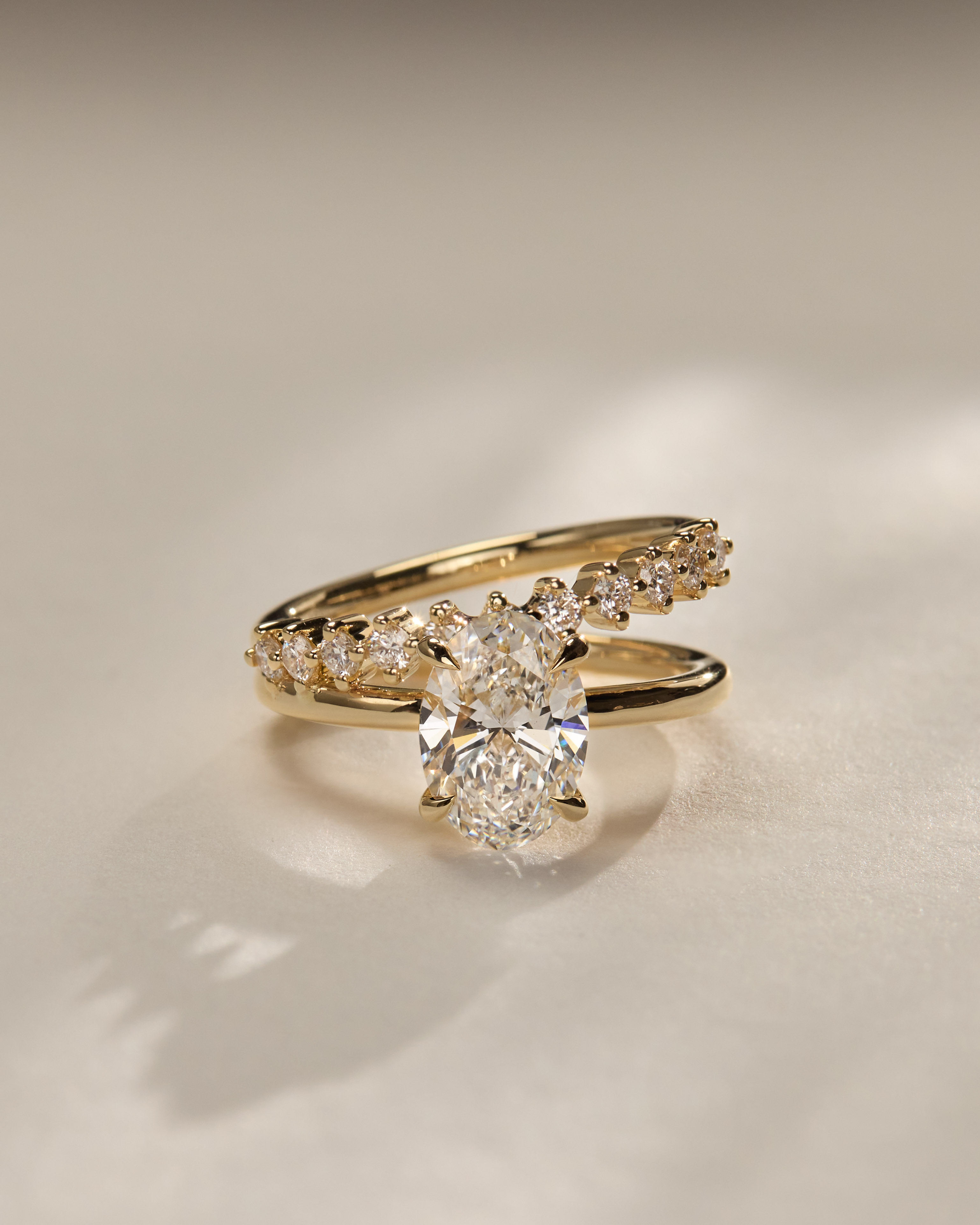 Athena - Double Band Oval Solitaire Lifestyle Image