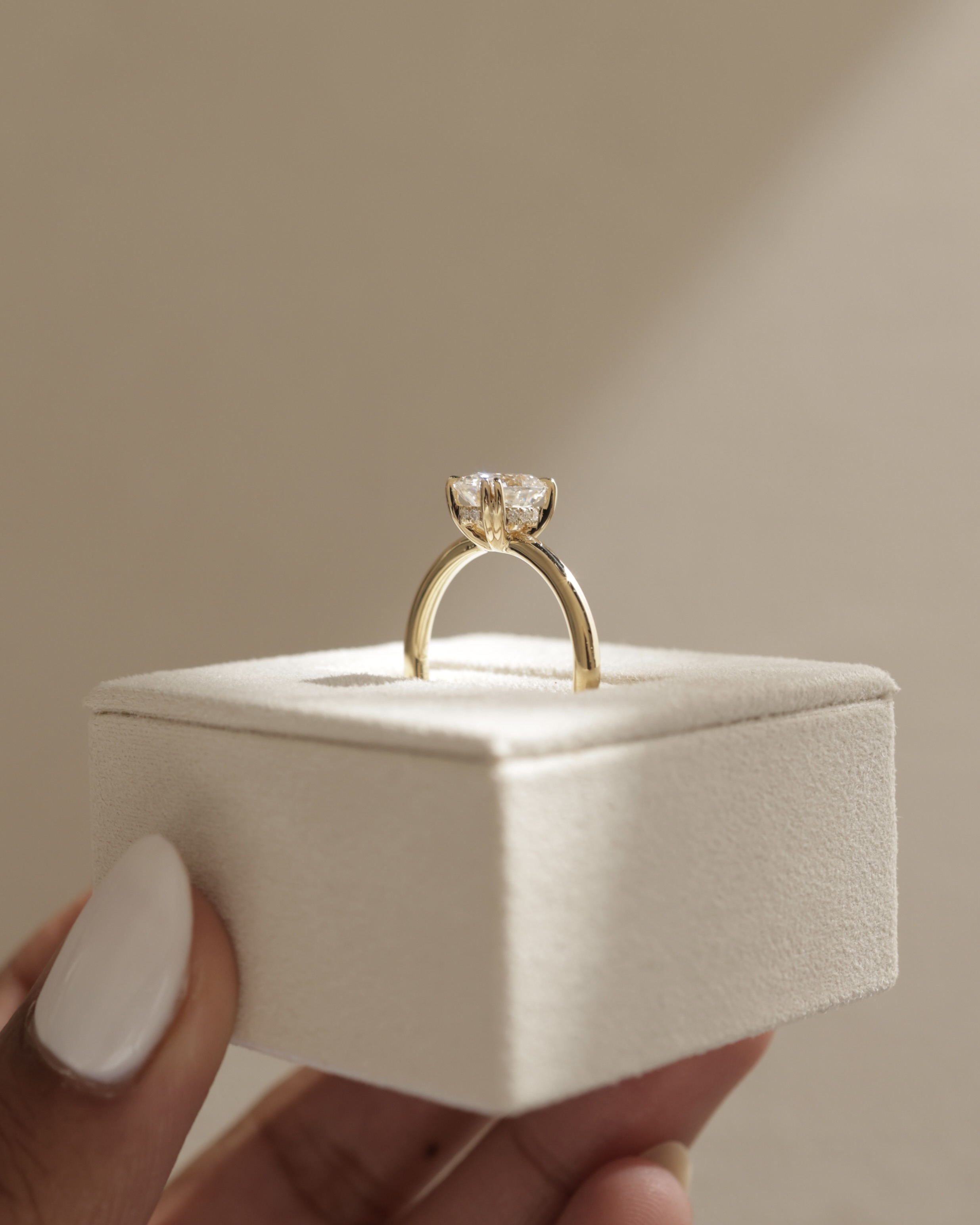 Avery  Double Tipped 4 Claw Oval Solitaire Lifestyle Image