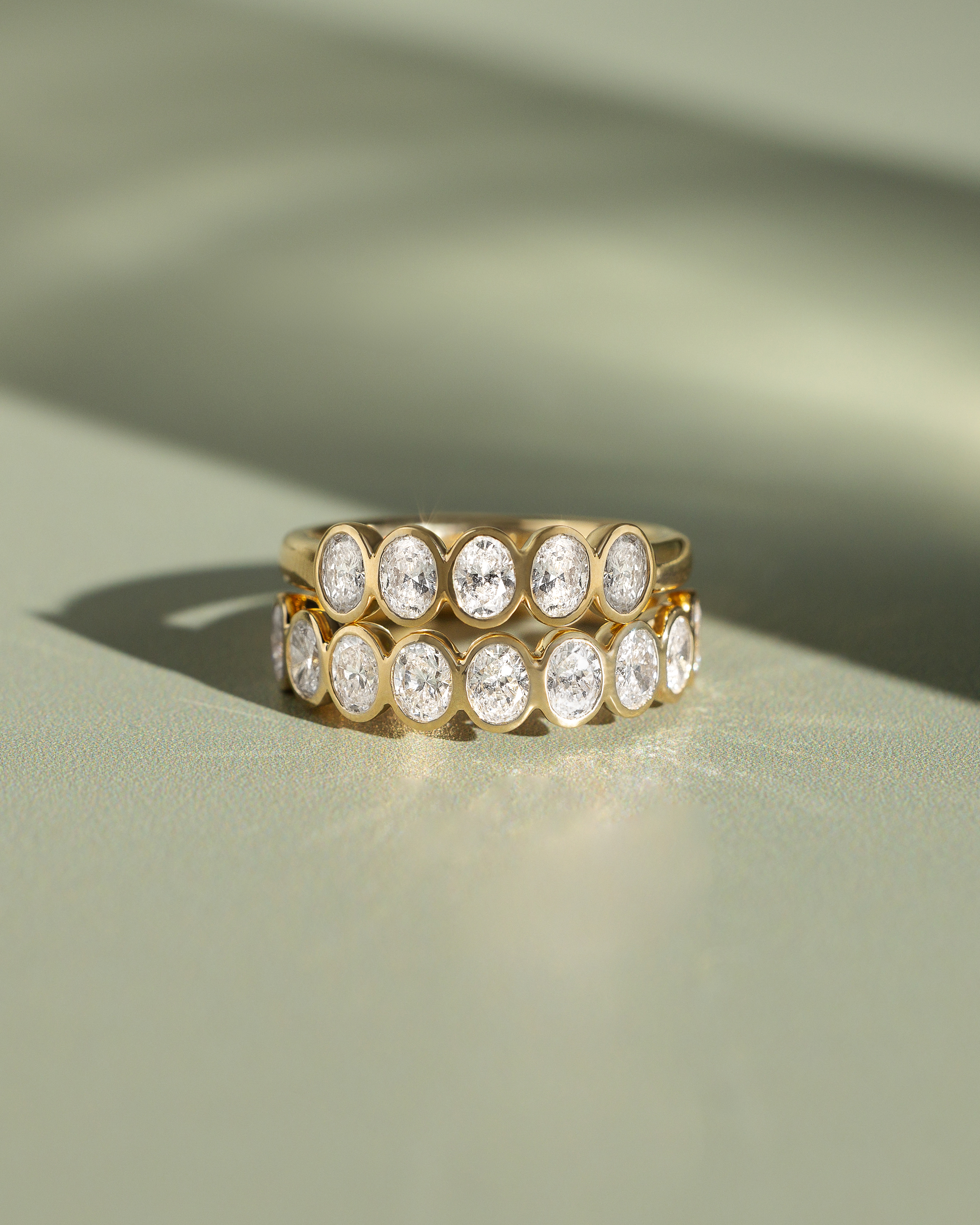 Betty - Bezel Set Oval Wedding Ring Lifestyle Image