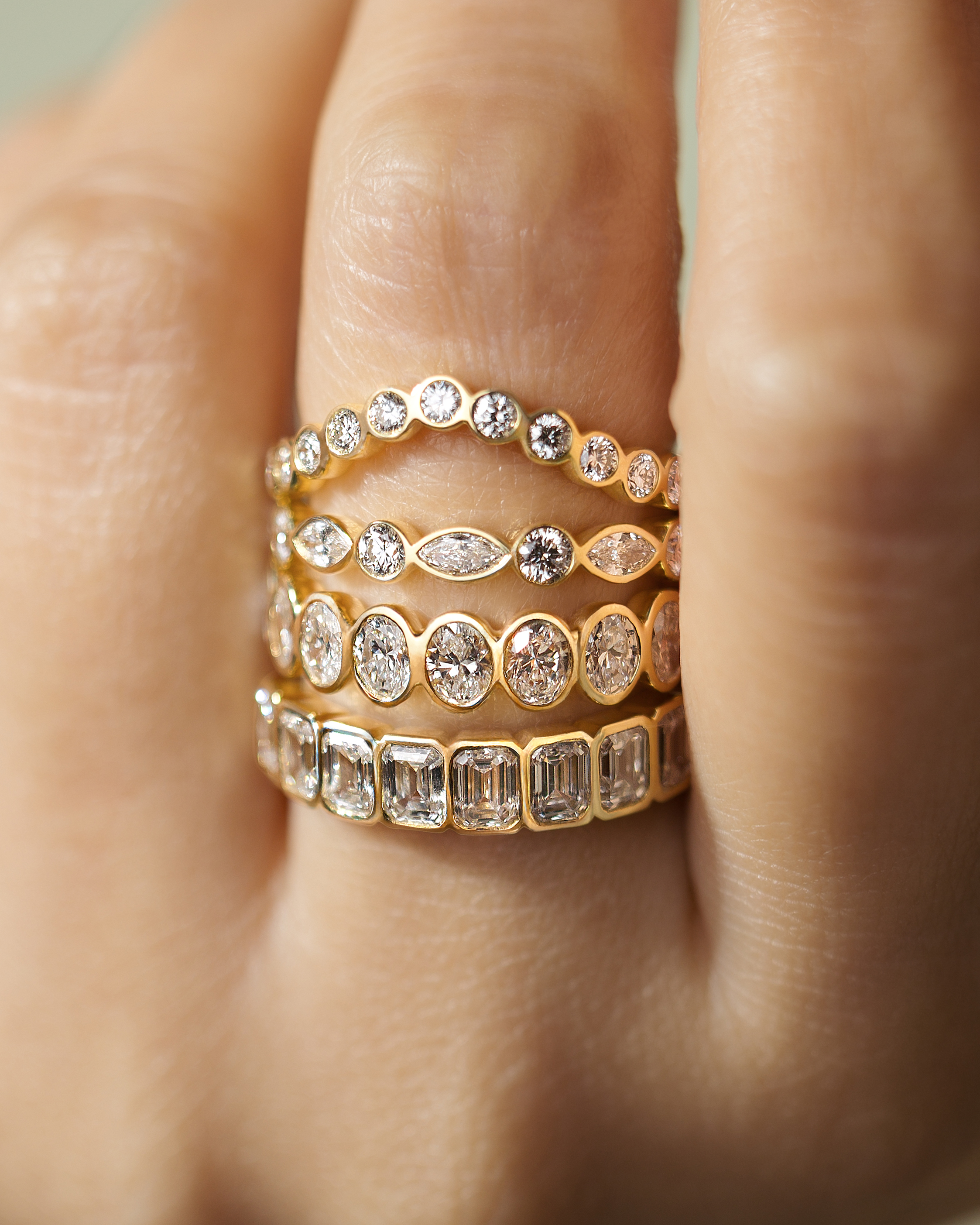 Betty - Bezel Set Oval Wedding Ring Lifestyle Image