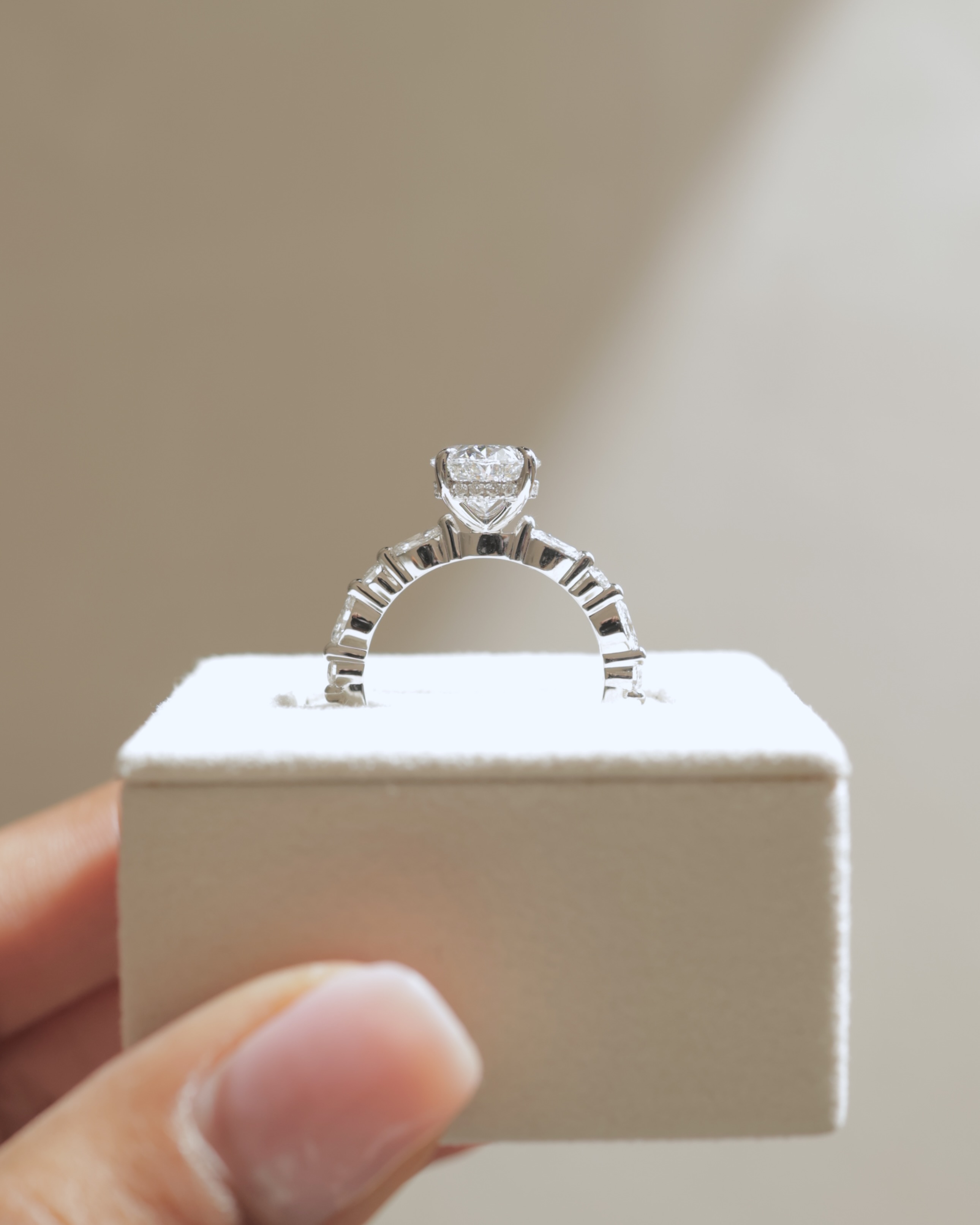 Brandi - Oval Solitaire with Accent Stones and Hidden Halo Lifestyle Image