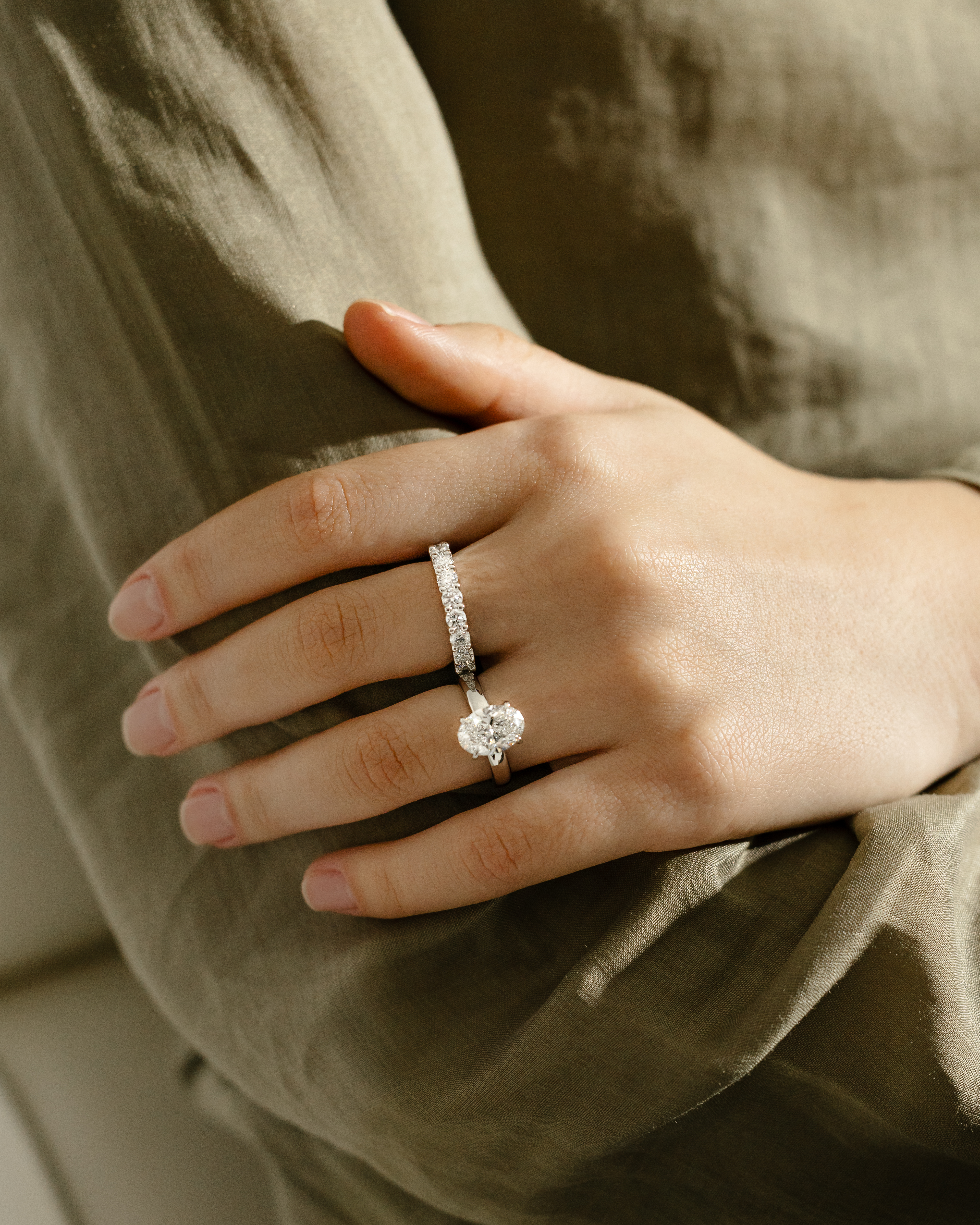 Bronte - Oval Solitaire with Cigar Band Lifestyle Image