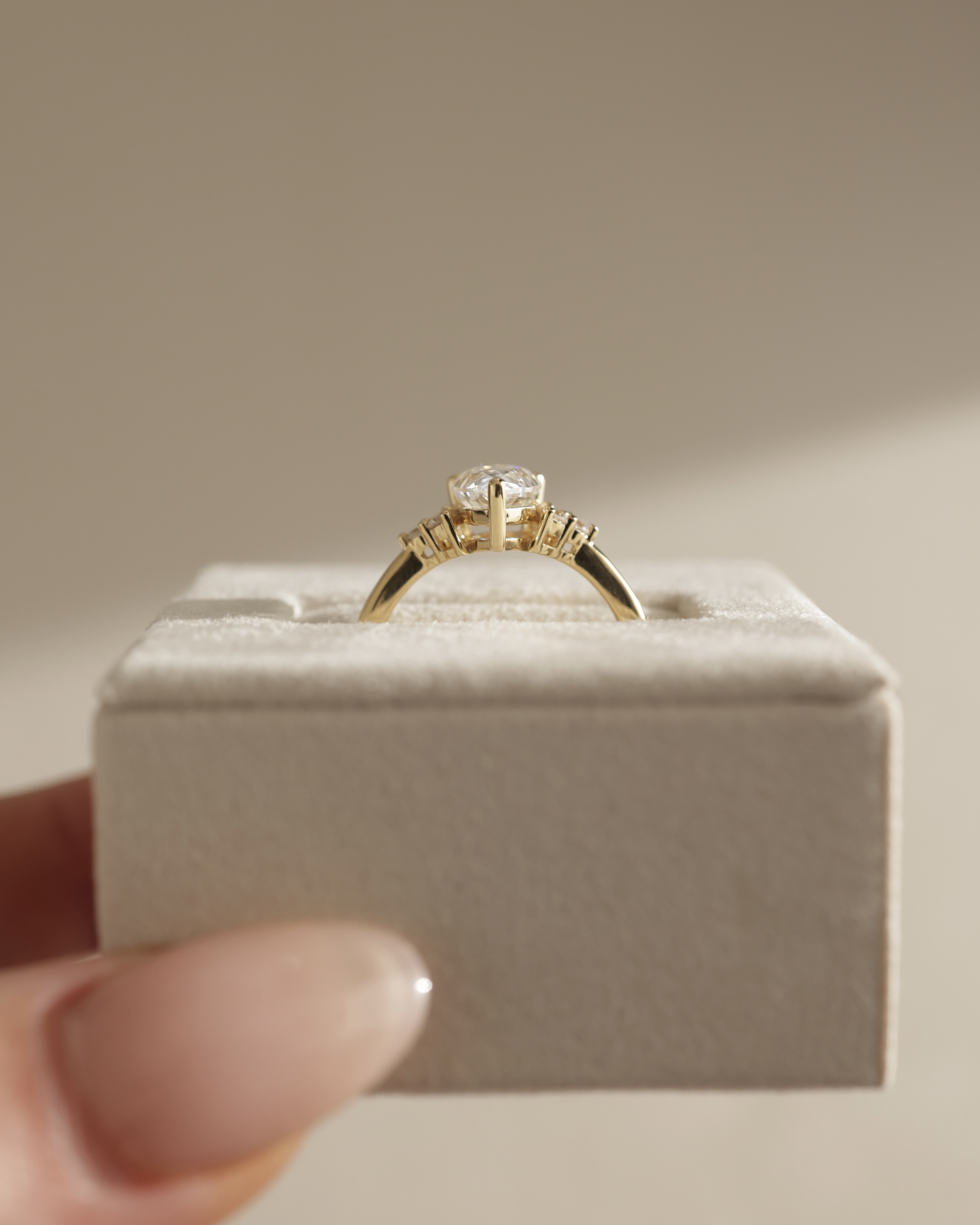 Brooke  3 Claw Pear Solitaire with Accent Stones Lifestyle Image