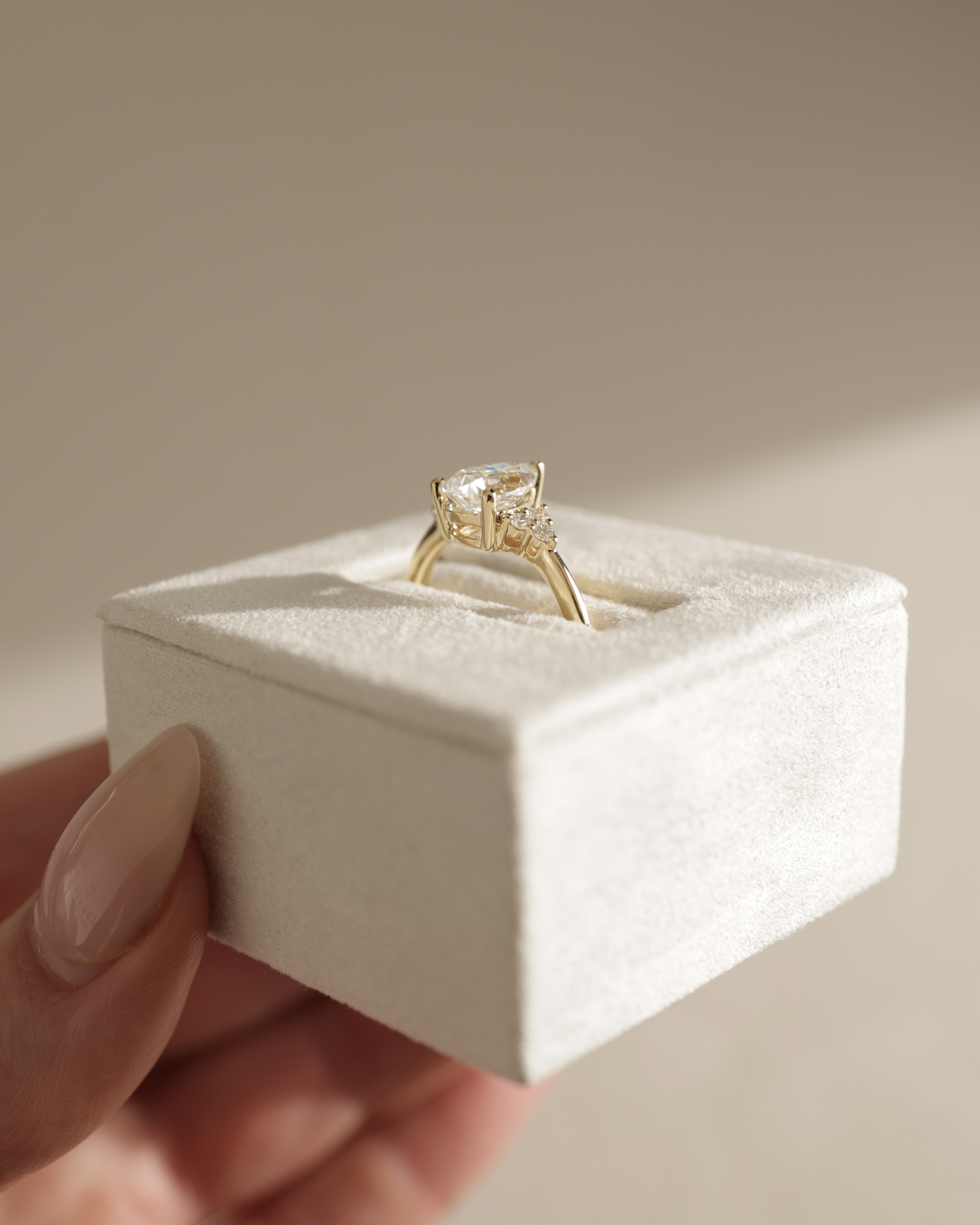 Brooke  3 Claw Pear Solitaire with Accent Stones Lifestyle Image