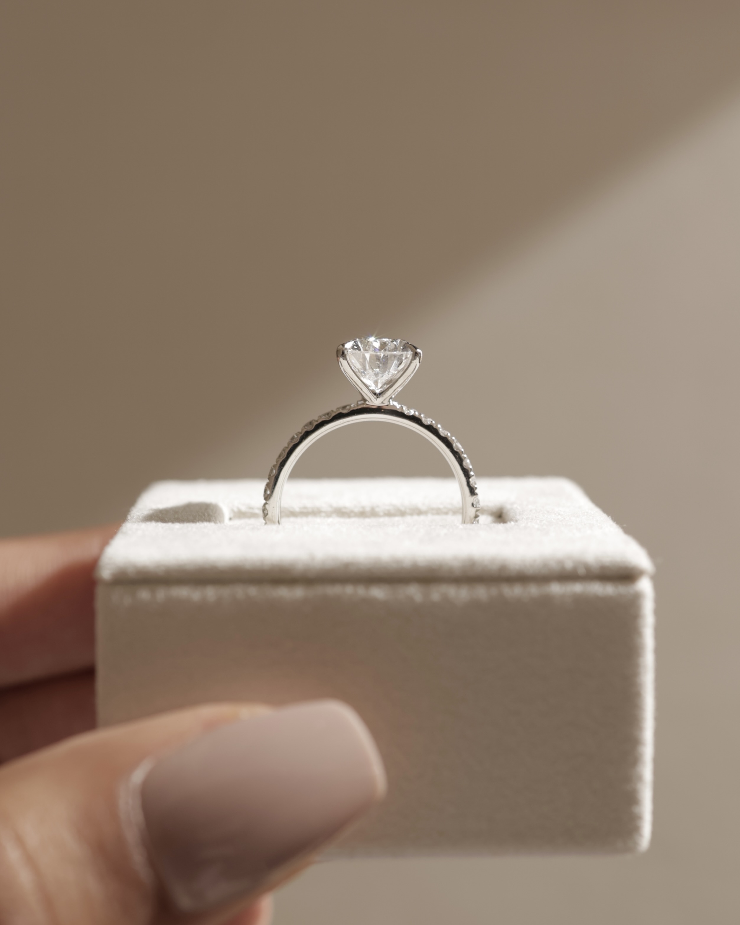 Brynlee - 5 Claw Pear Solitaire with 2/3 Pave Band Lifestyle Image