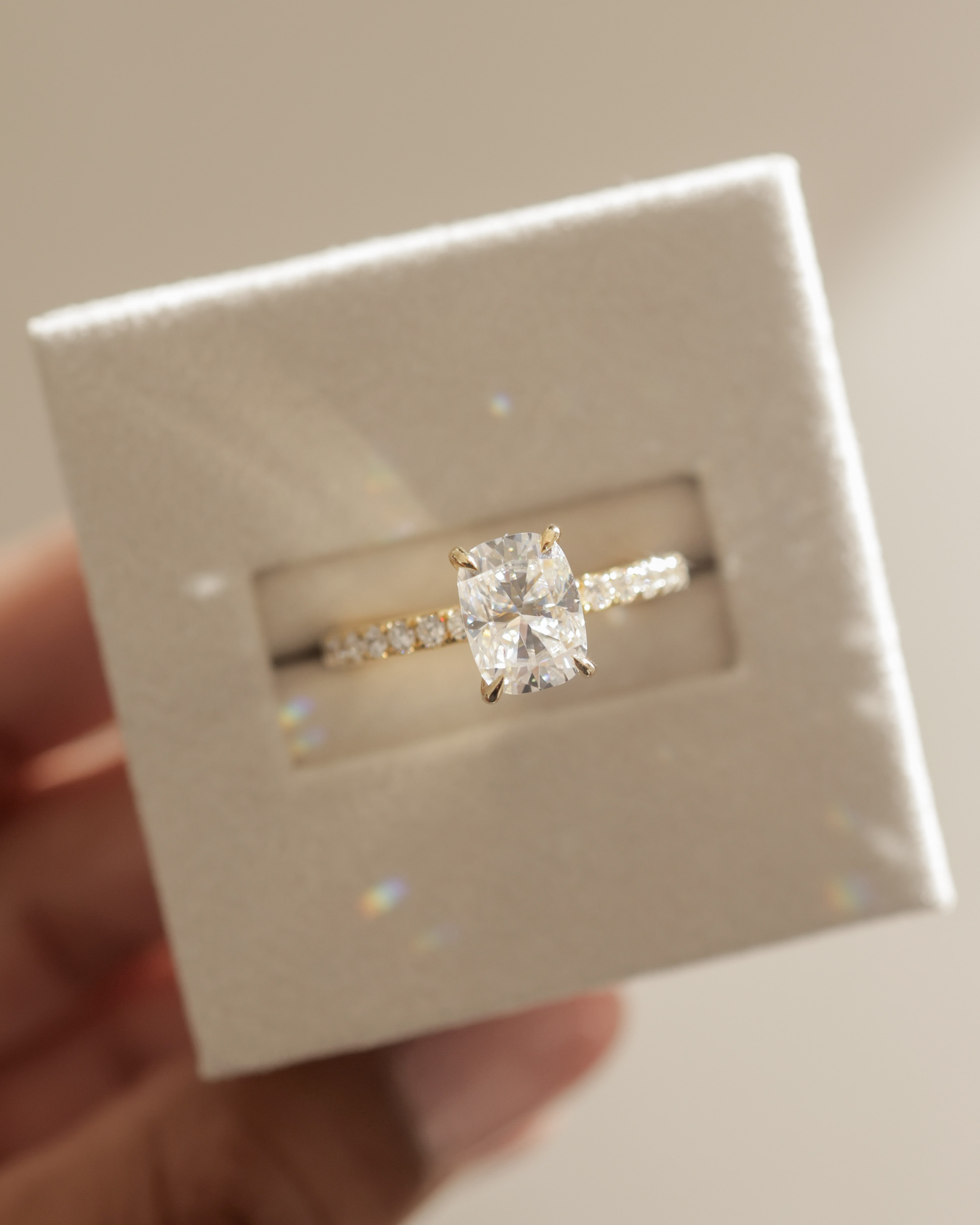 Camilla  Elongated Cushion Solitaire with Hidden Halo and Pav Lifestyle Image