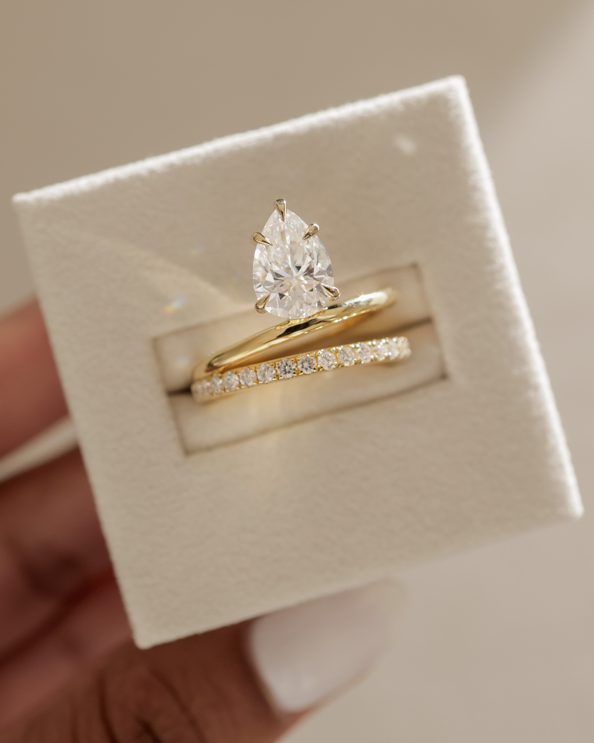 Candice - Double Band Pear Solitaire Lifestyle Image