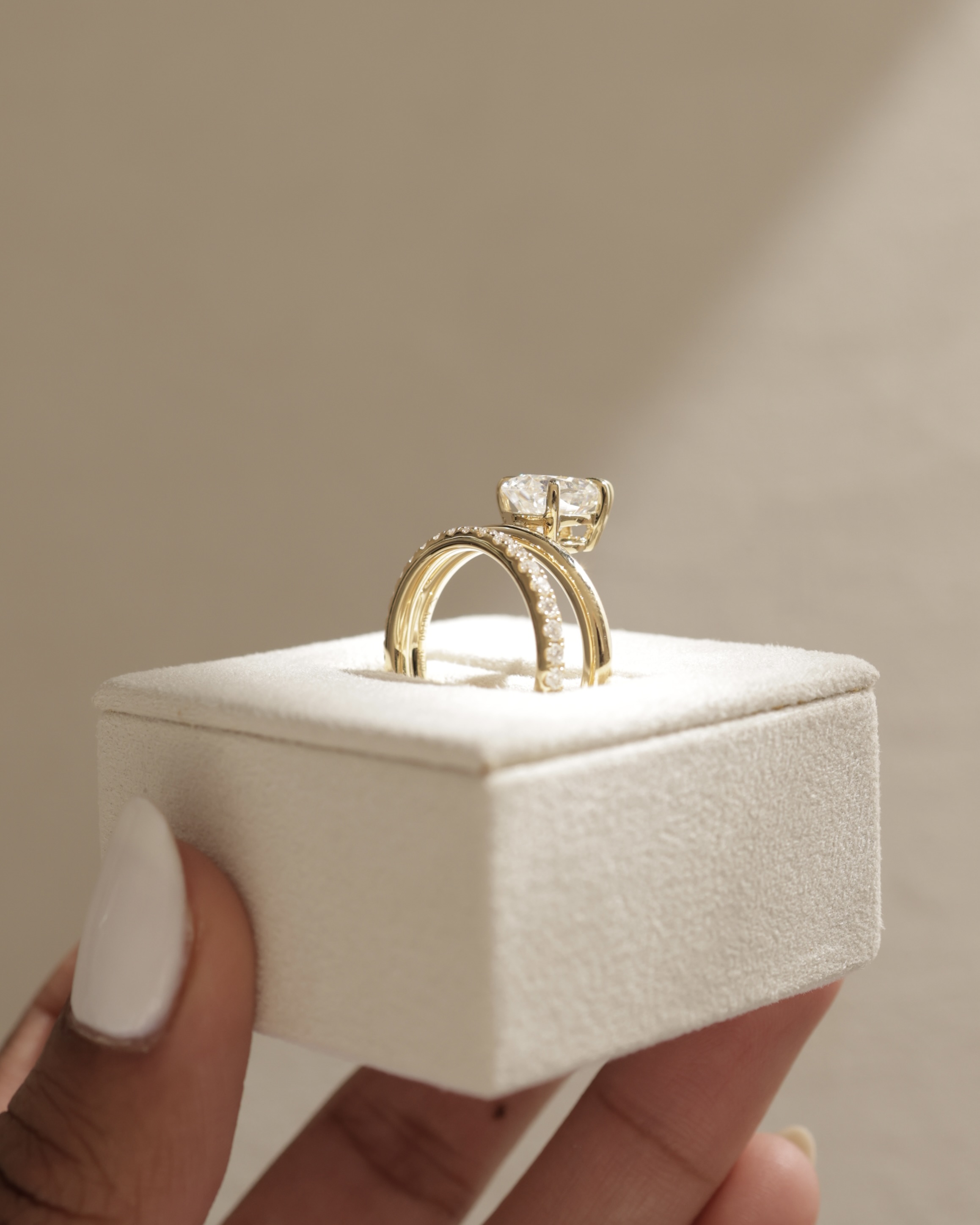 Candice - Double Band Pear Solitaire Lifestyle Image