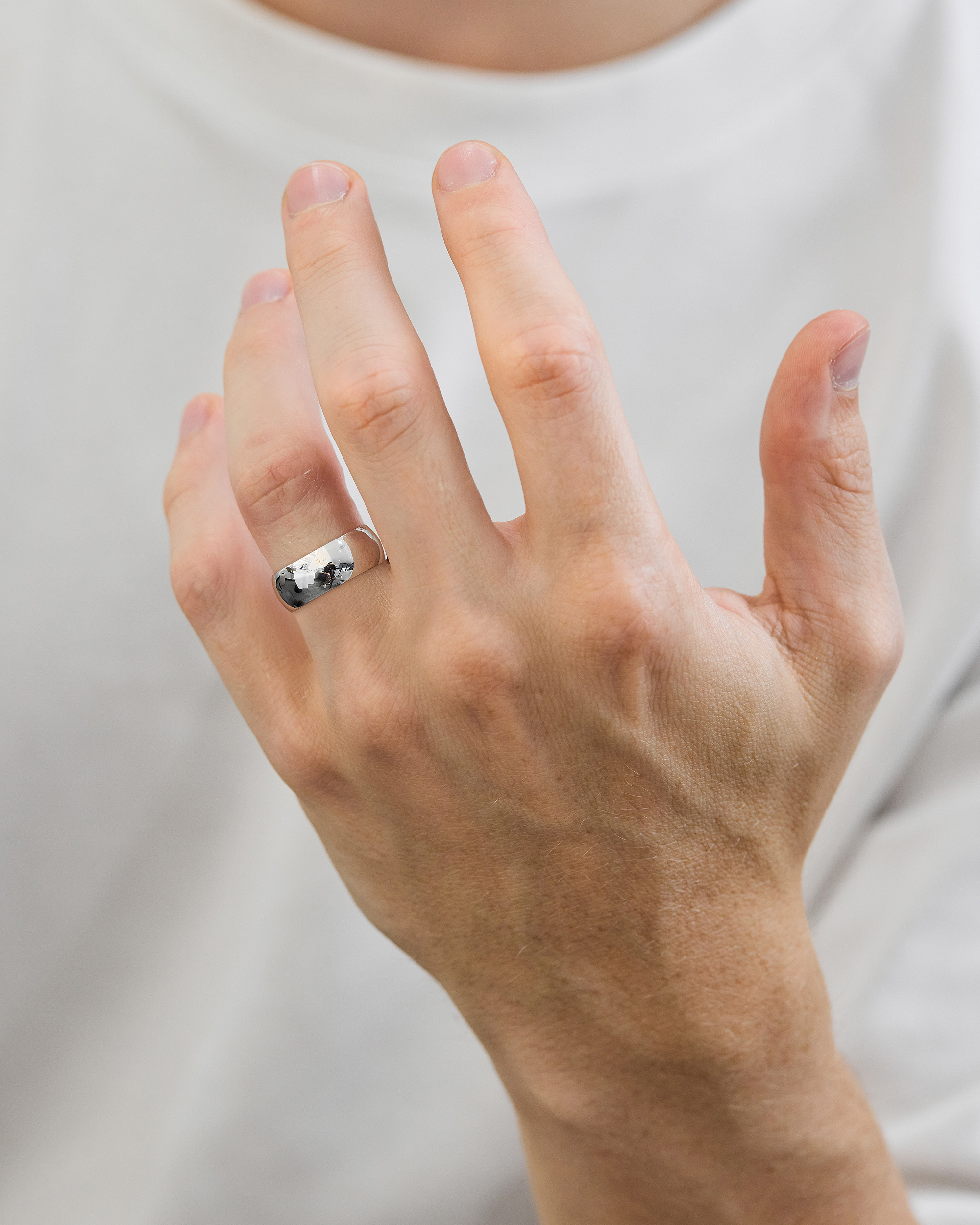 Classic Dome Mens Wedding Ring Lifestyle Image