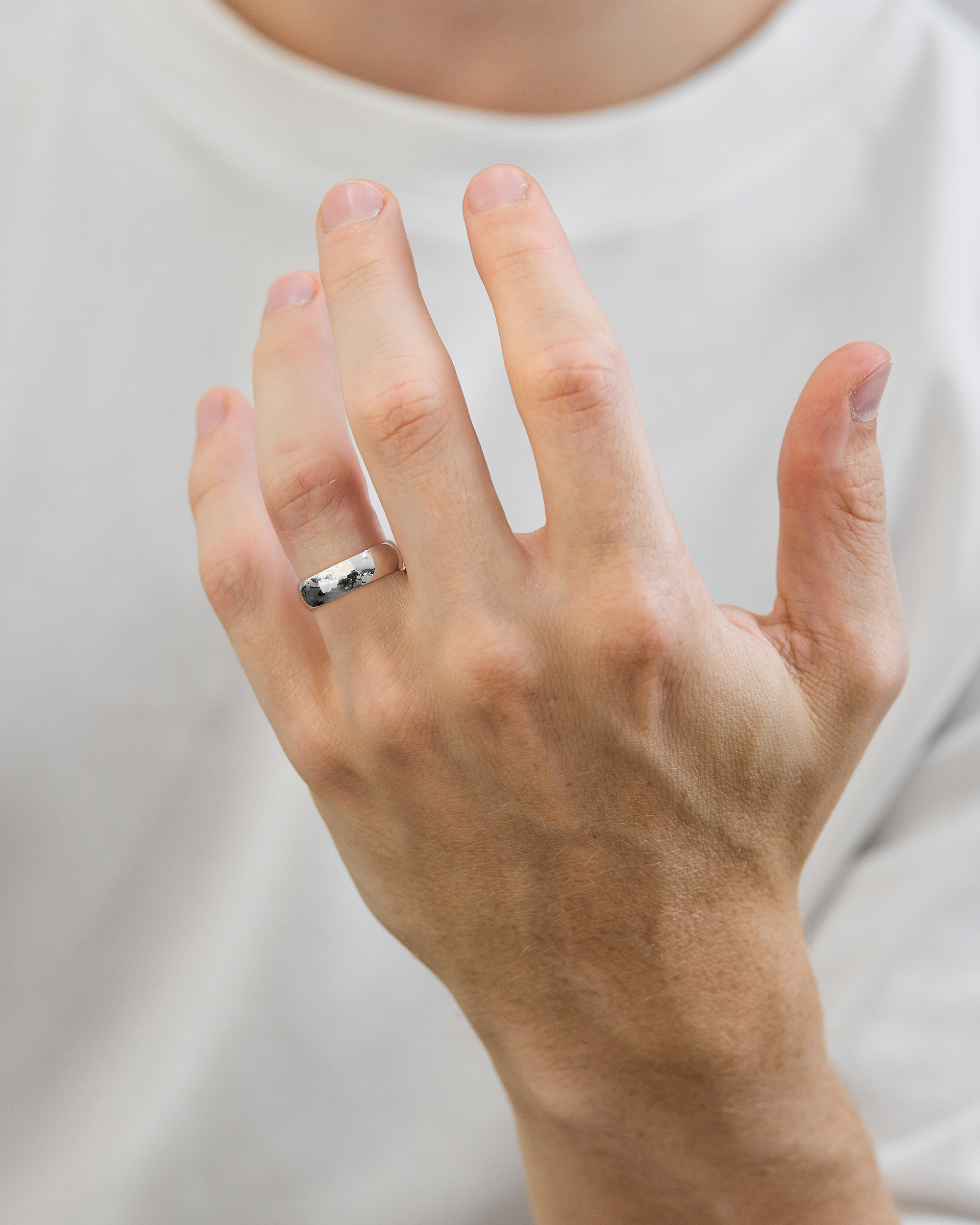 Classic Dome Mens Wedding Ring Lifestyle Image