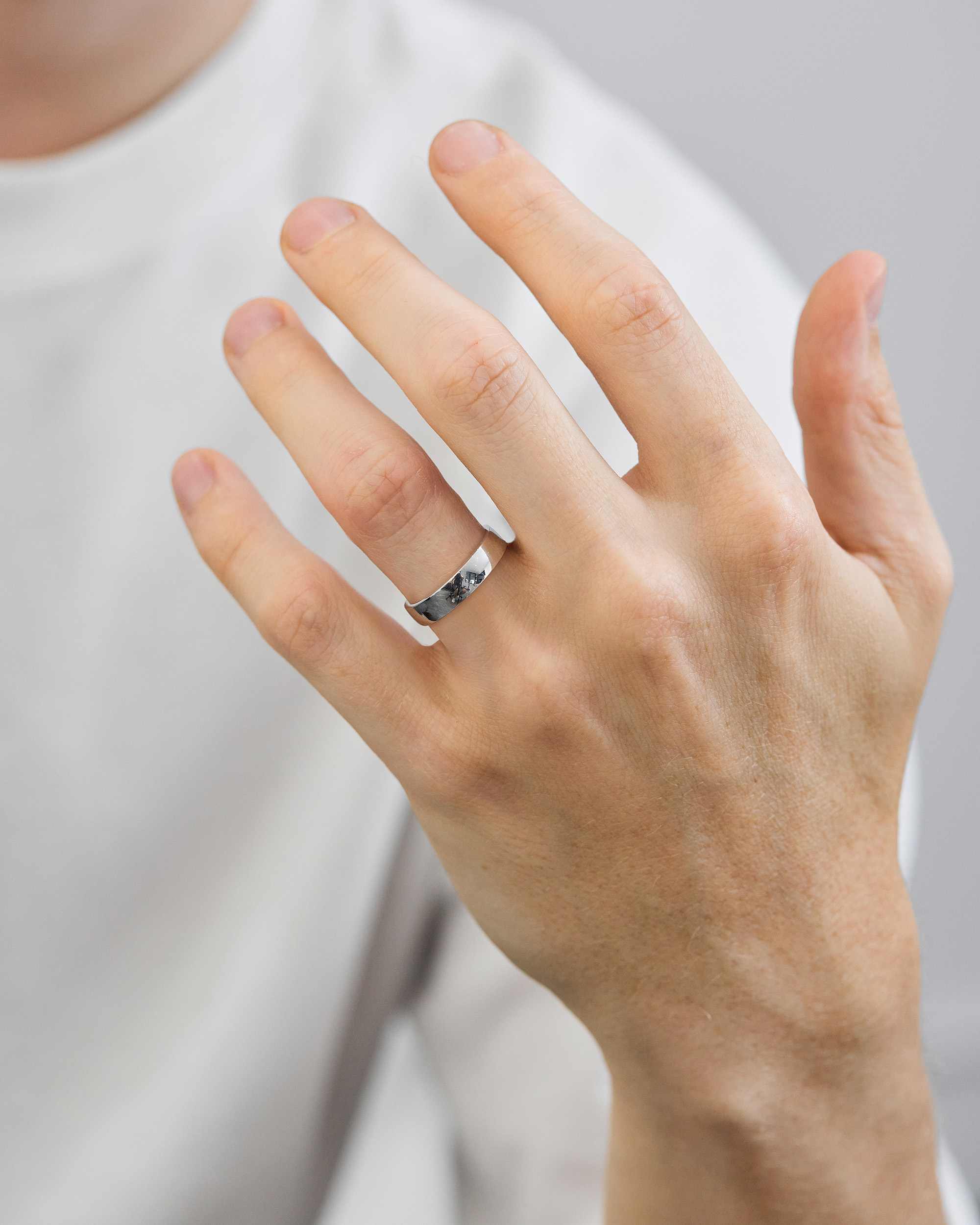 Classic Heavy Dome Mens Wedding Ring Lifestyle Image