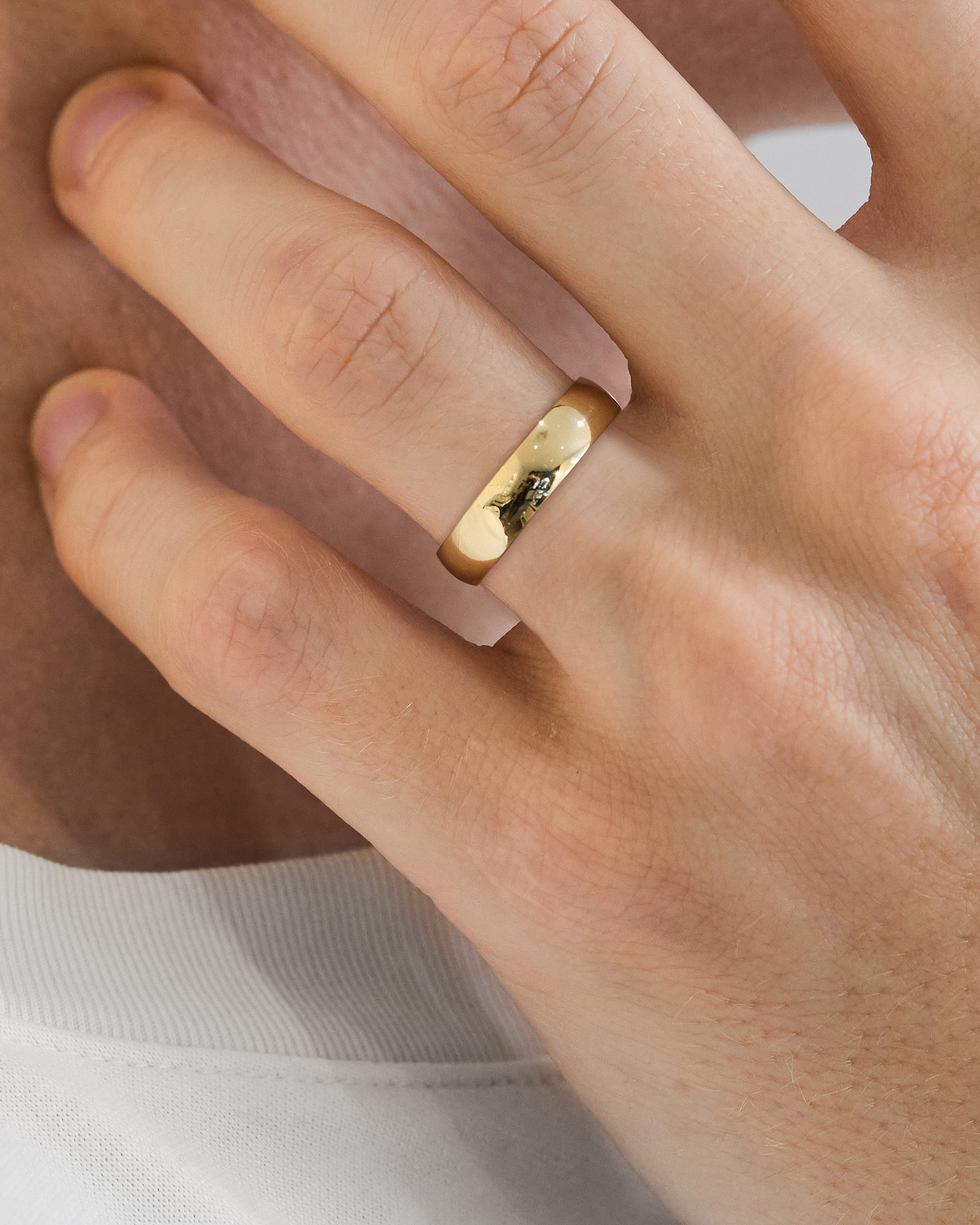 Classic Light Dome Mens Wedding Ring Lifestyle Image