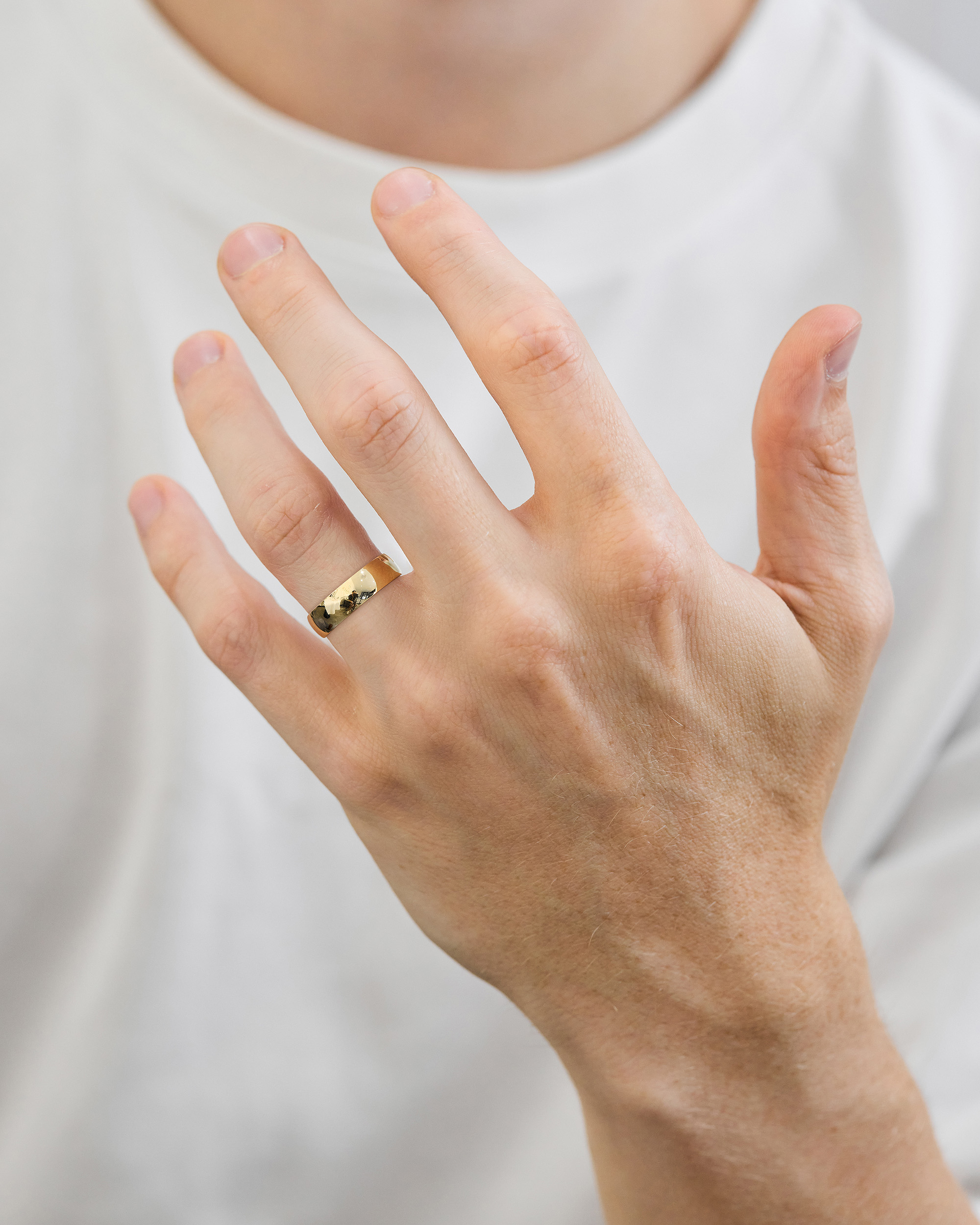 Classic Light Dome Mens Wedding Ring Lifestyle Image