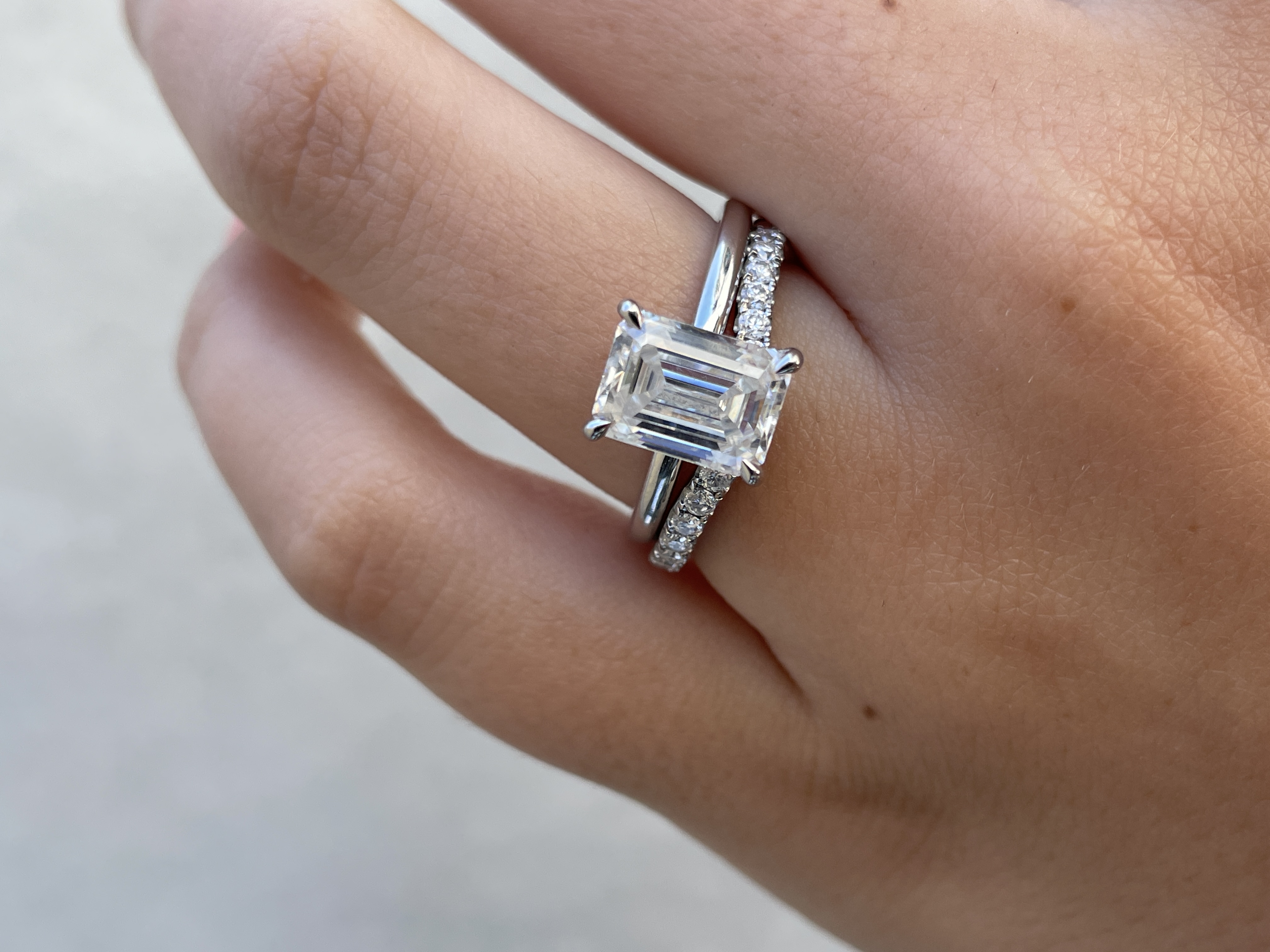 Danielle  Half Pav Curved Wedding Ring Lifestyle Image