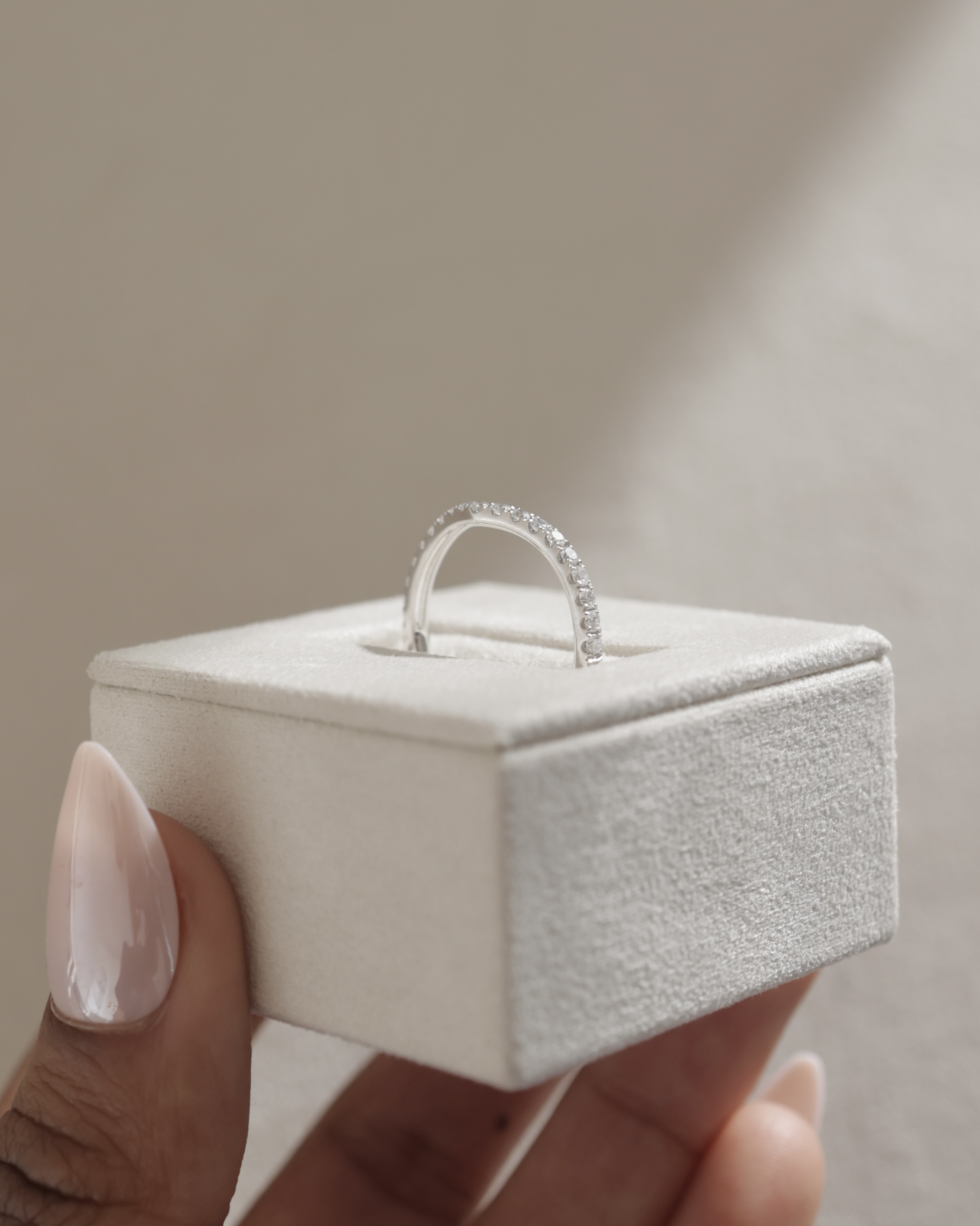 Danielle  Half Pav Curved Wedding Ring Lifestyle Image