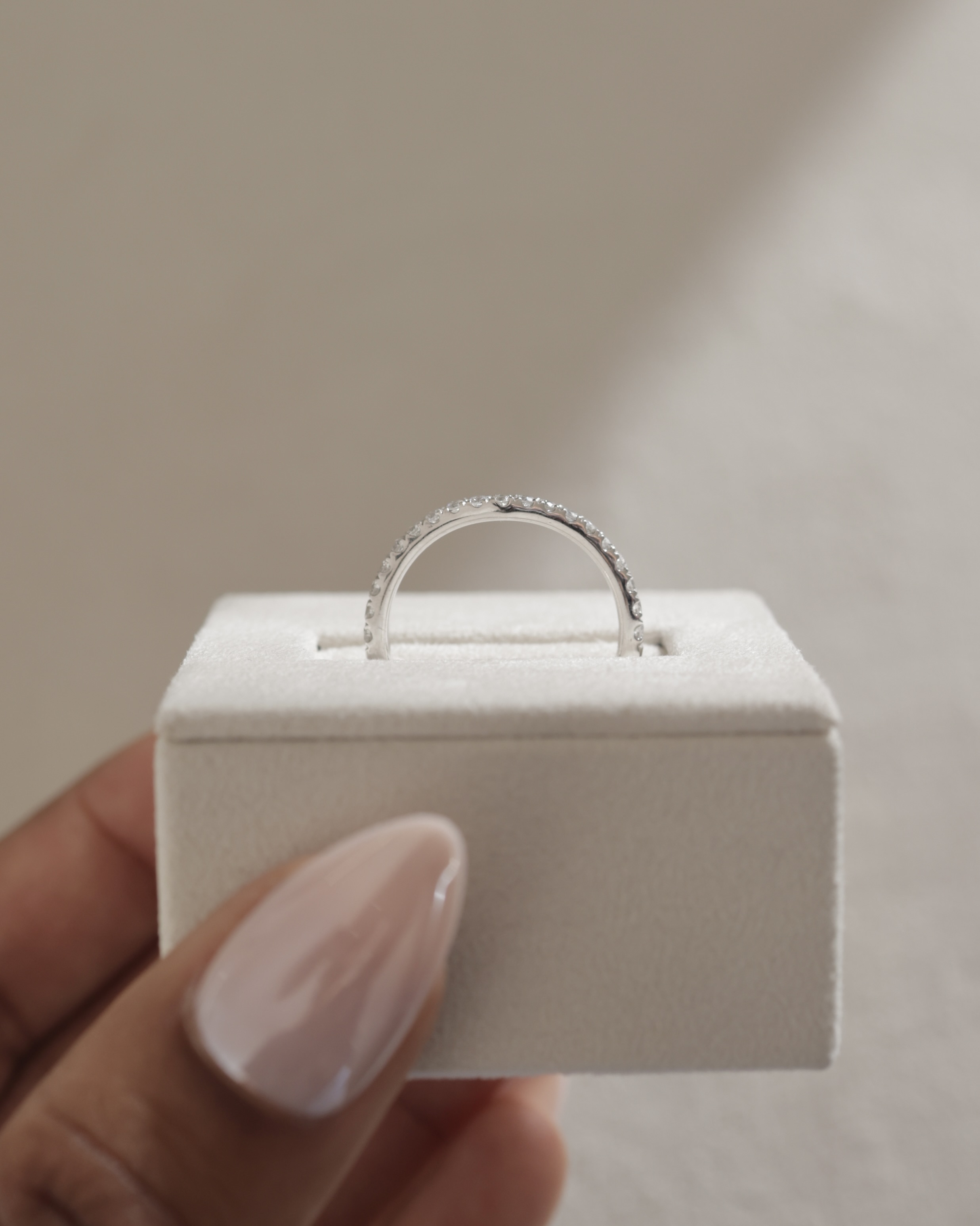 Danielle  Half Pav Curved Wedding Ring Lifestyle Image