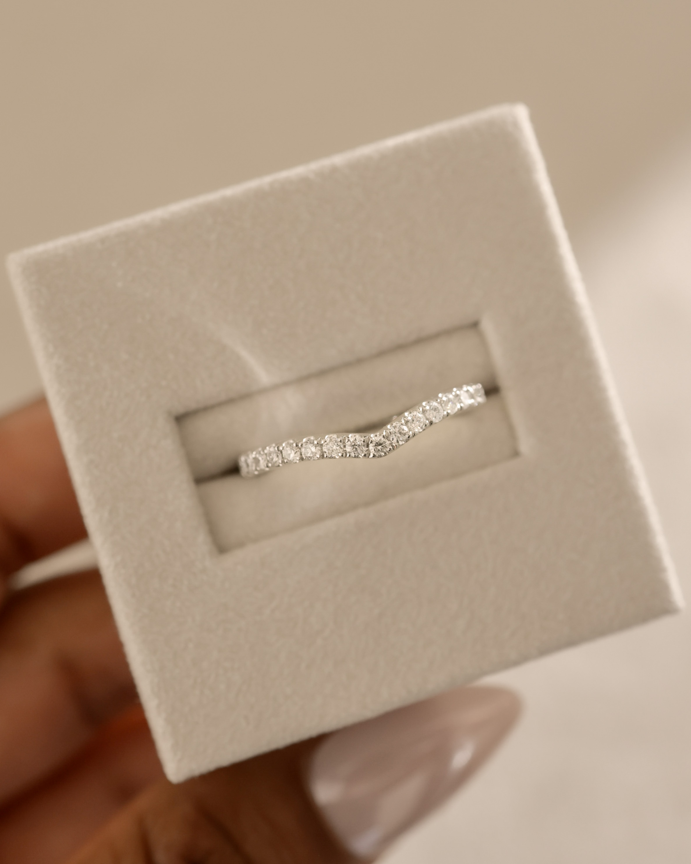 Danielle  Half Pav Curved Wedding Ring Lifestyle Image