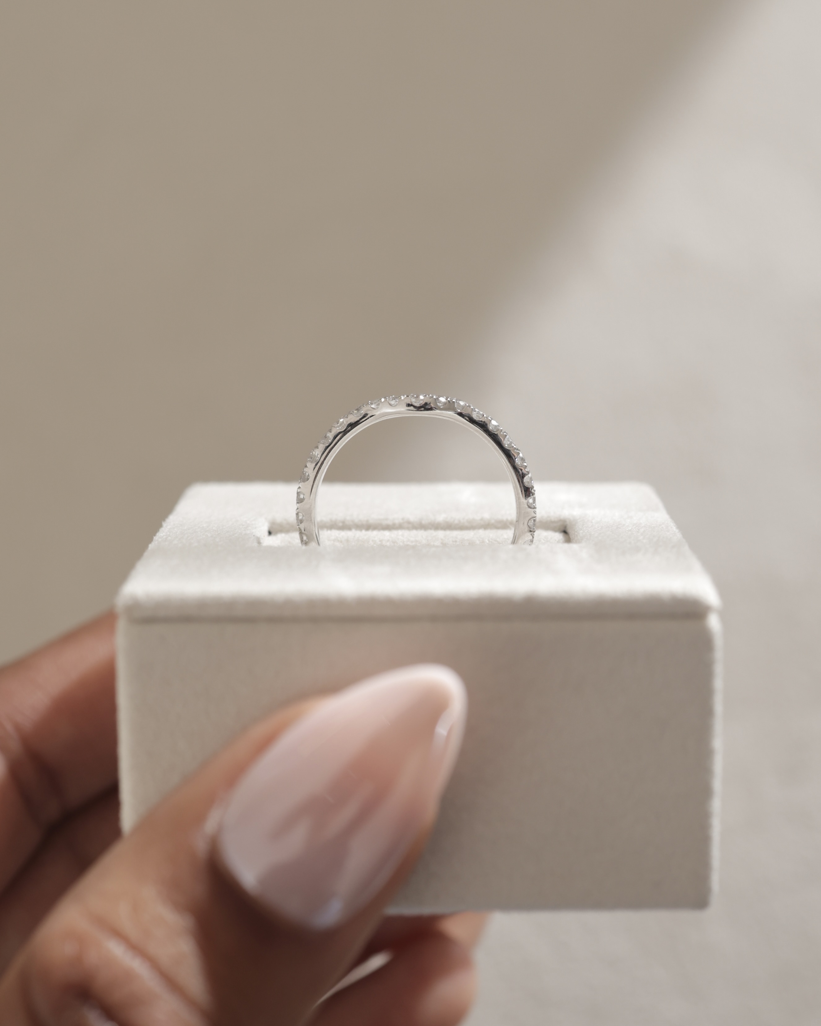 Demi  2/3 Pave Curved Wedding Ring Lifestyle Image