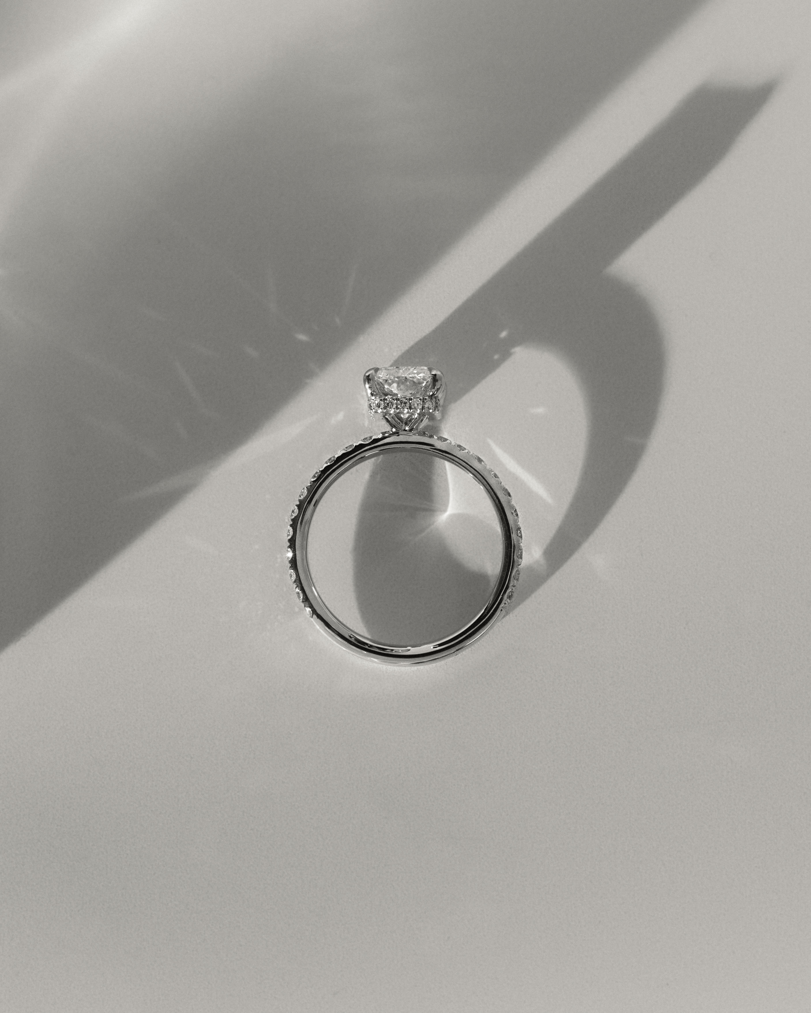 Ellie  Radiant Solitaire with Hidden Halo and Pav Lifestyle Image