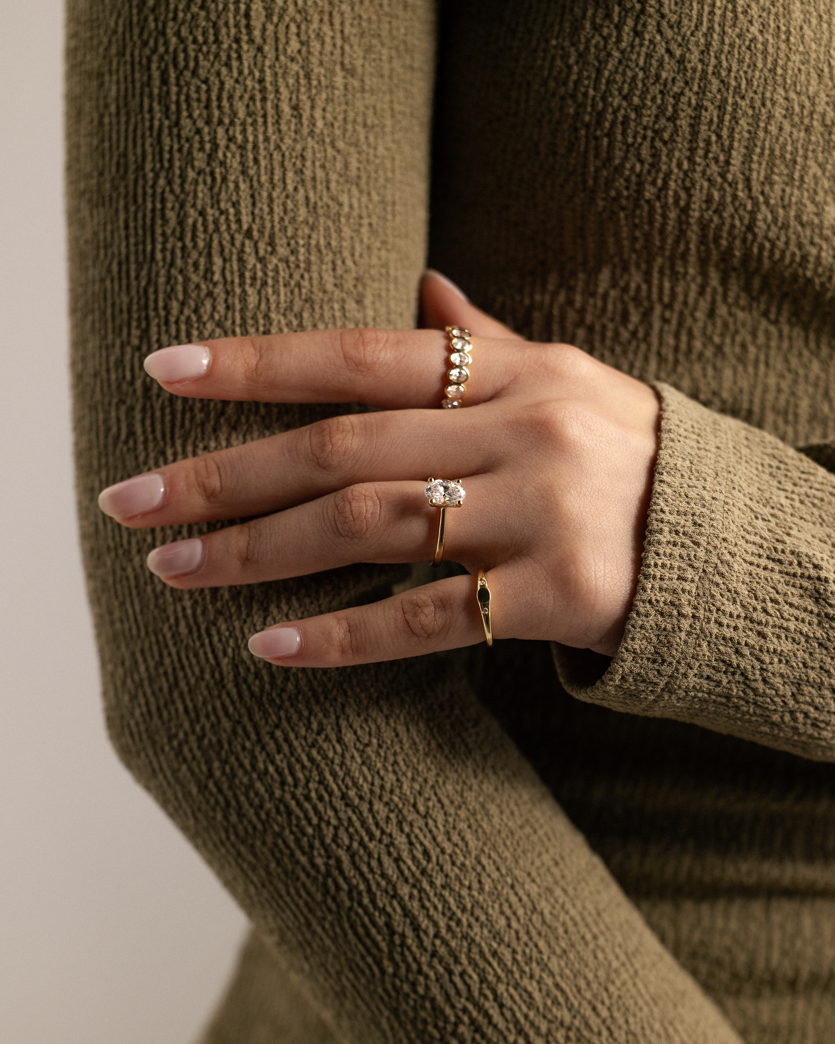 Emily - Oval Solitaire with Tapered Band Lifestyle Image