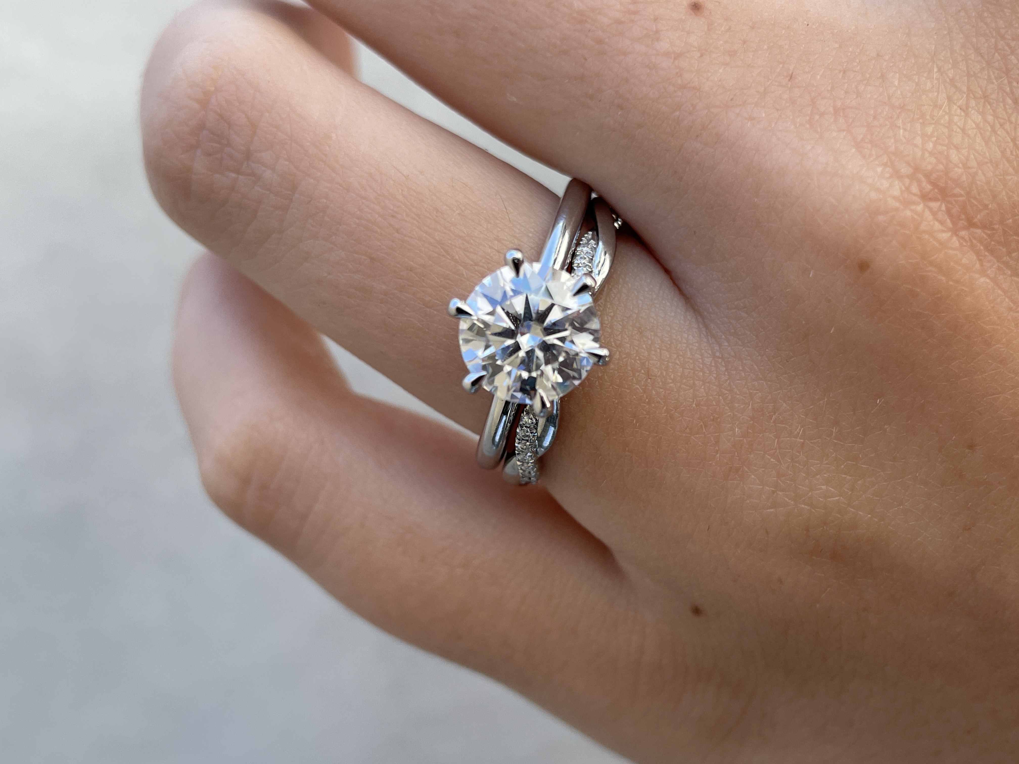 Faith - Twisted Wedding Ring with Pav Lifestyle Image