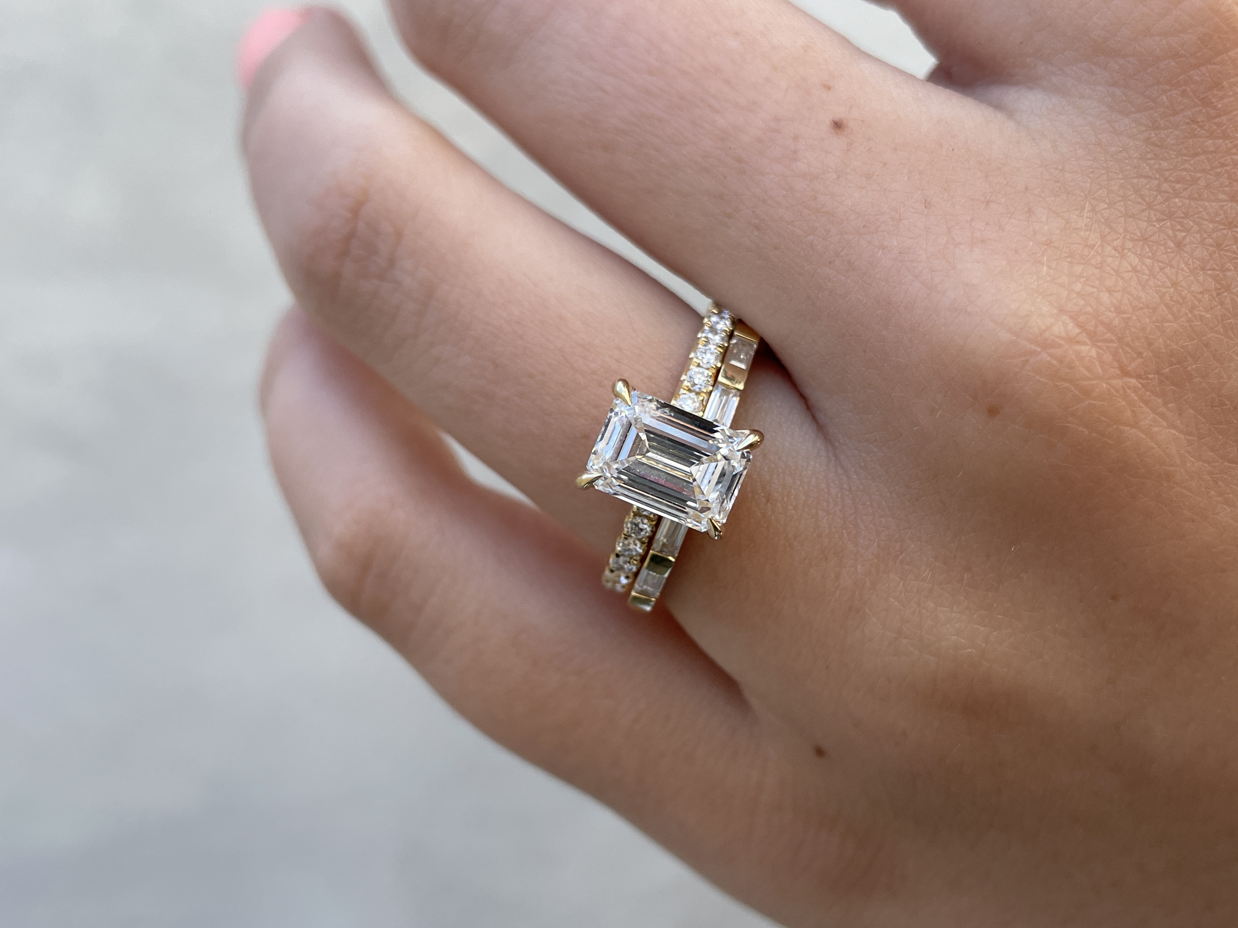 Felicity  Baguette Stone Wedding Ring Lifestyle Image