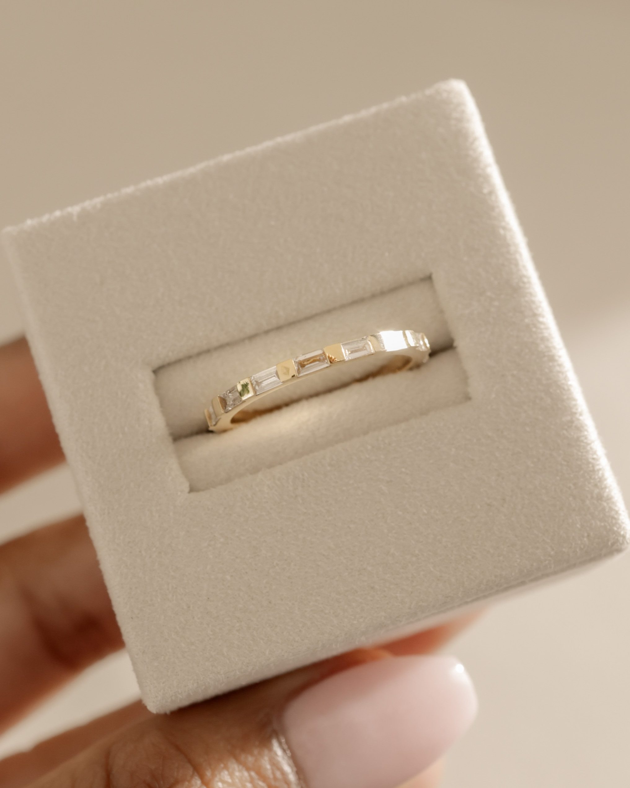 Felicity  Baguette Stone Wedding Ring Lifestyle Image