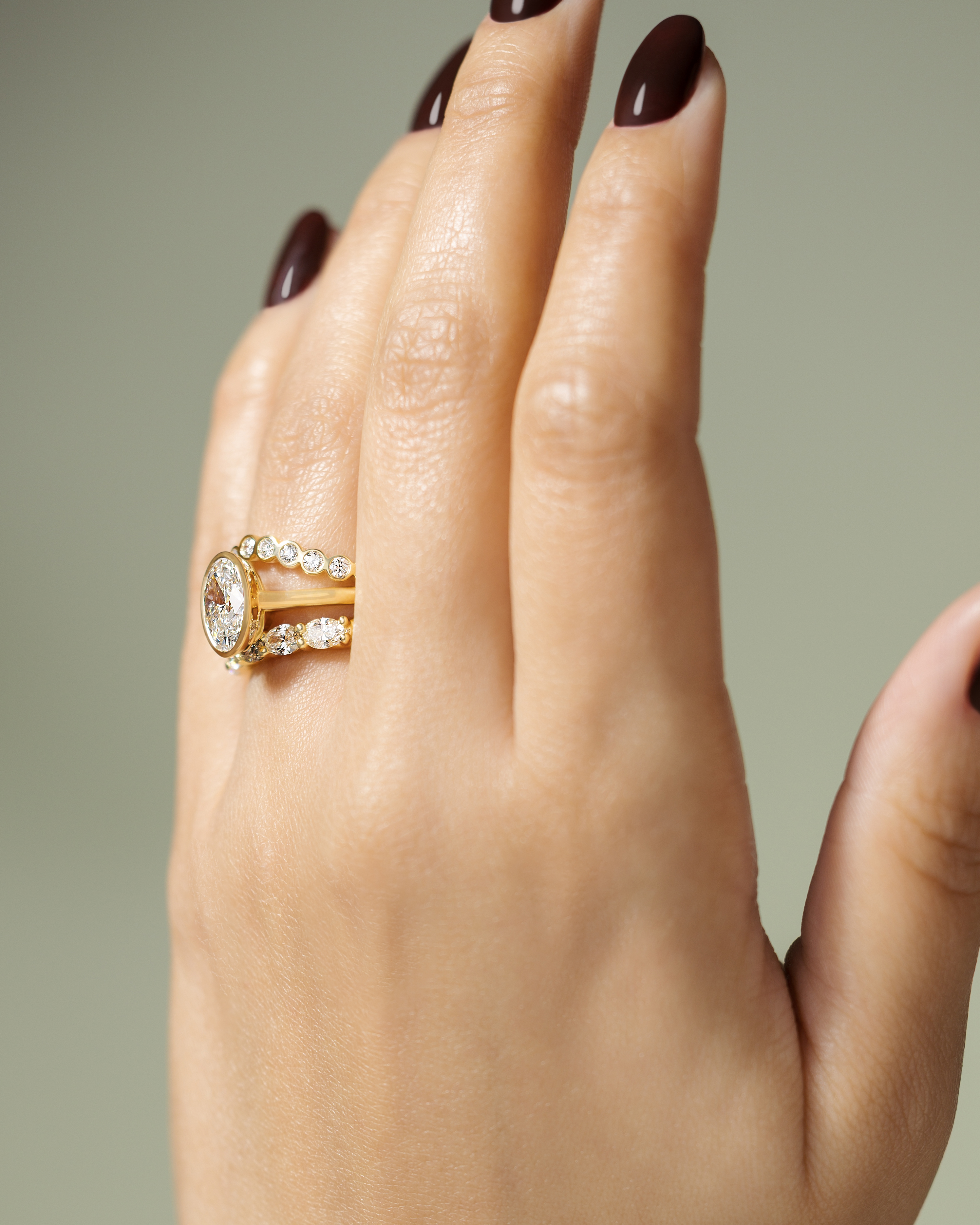 Gemma  Bezel Set Oval Solitaire Lifestyle Image