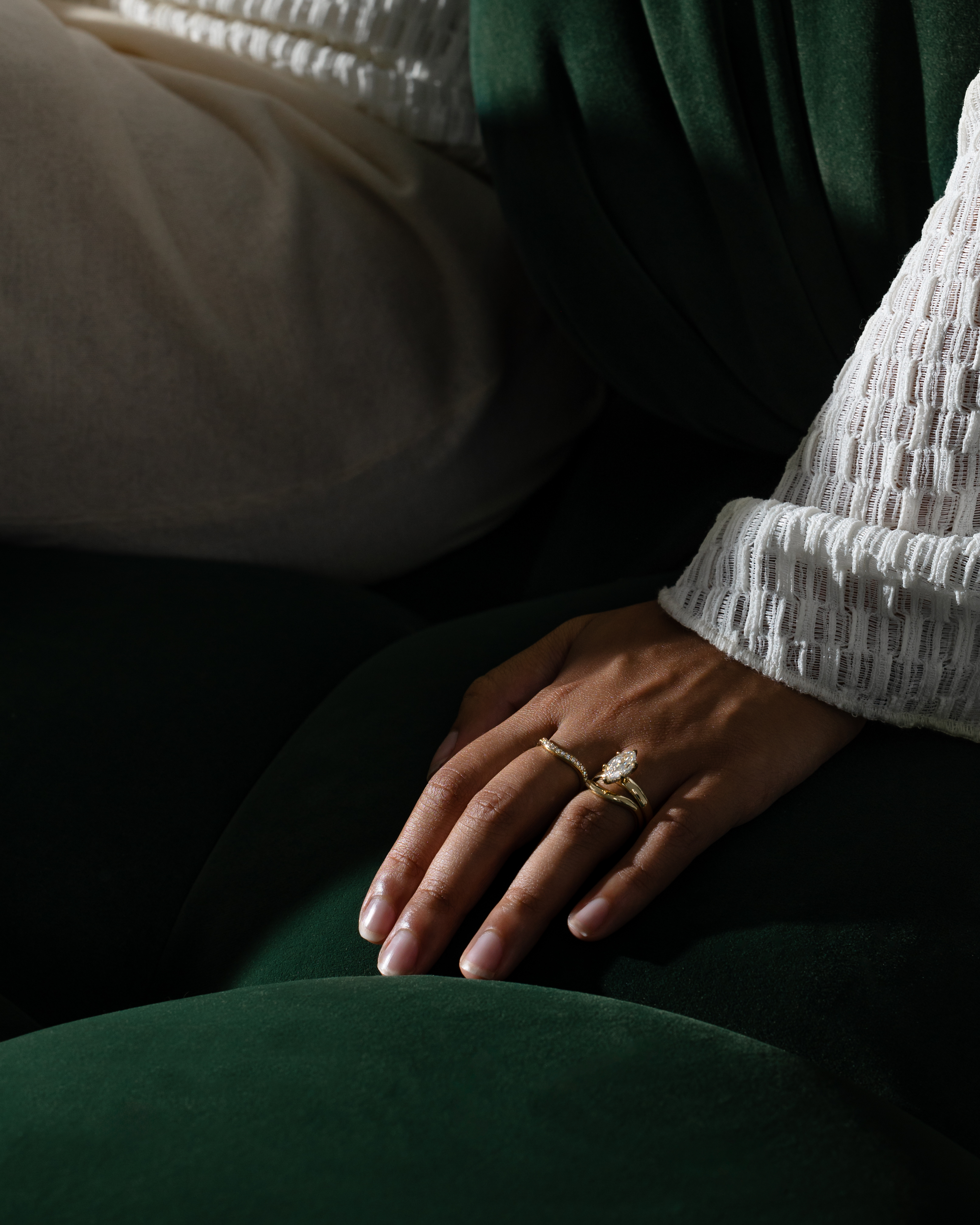 Gigi - Marquise Solitaire with Hidden Halo and Cigar Band Lifestyle Image