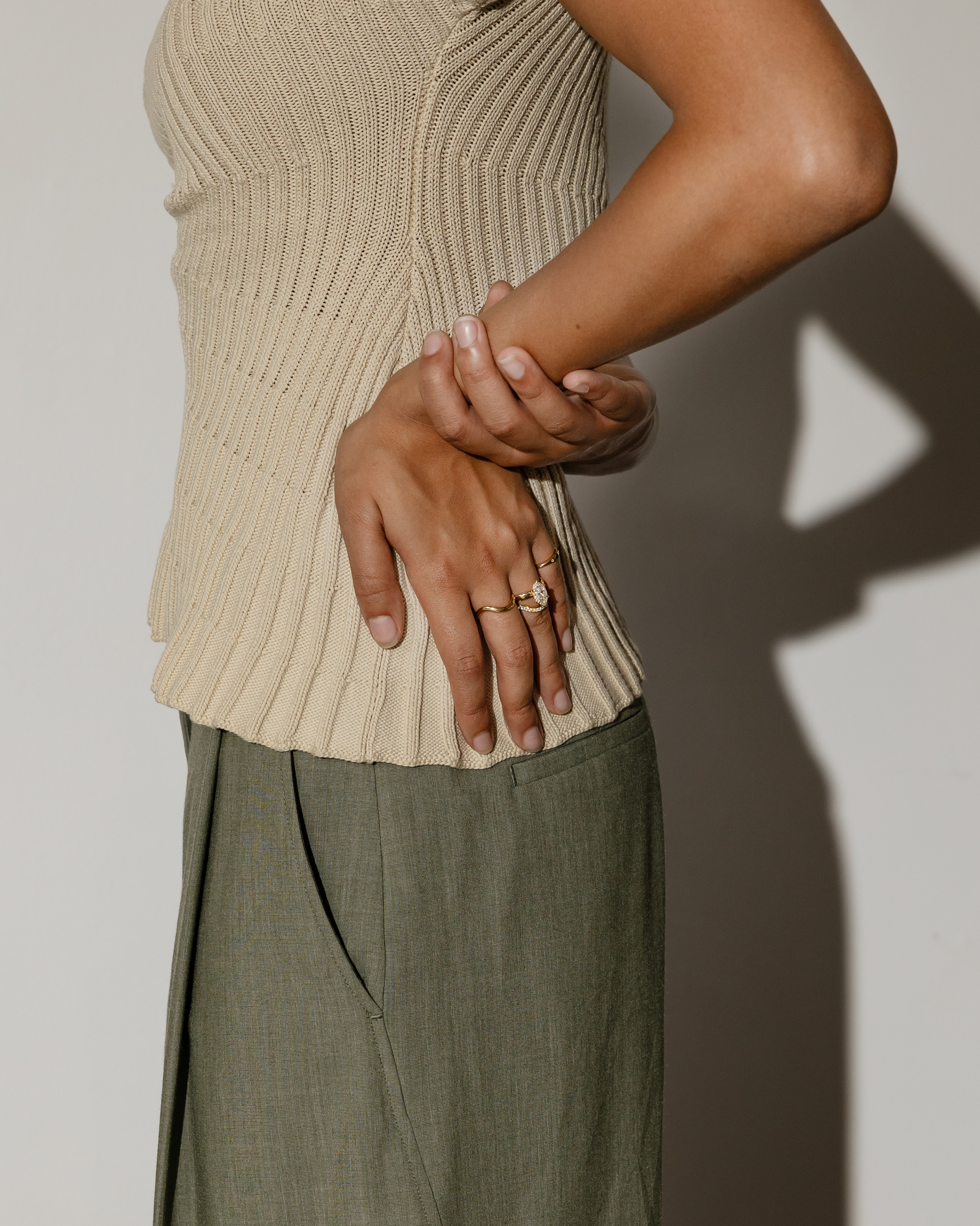 Gigi - Marquise Solitaire with Hidden Halo and Cigar Band Lifestyle Image