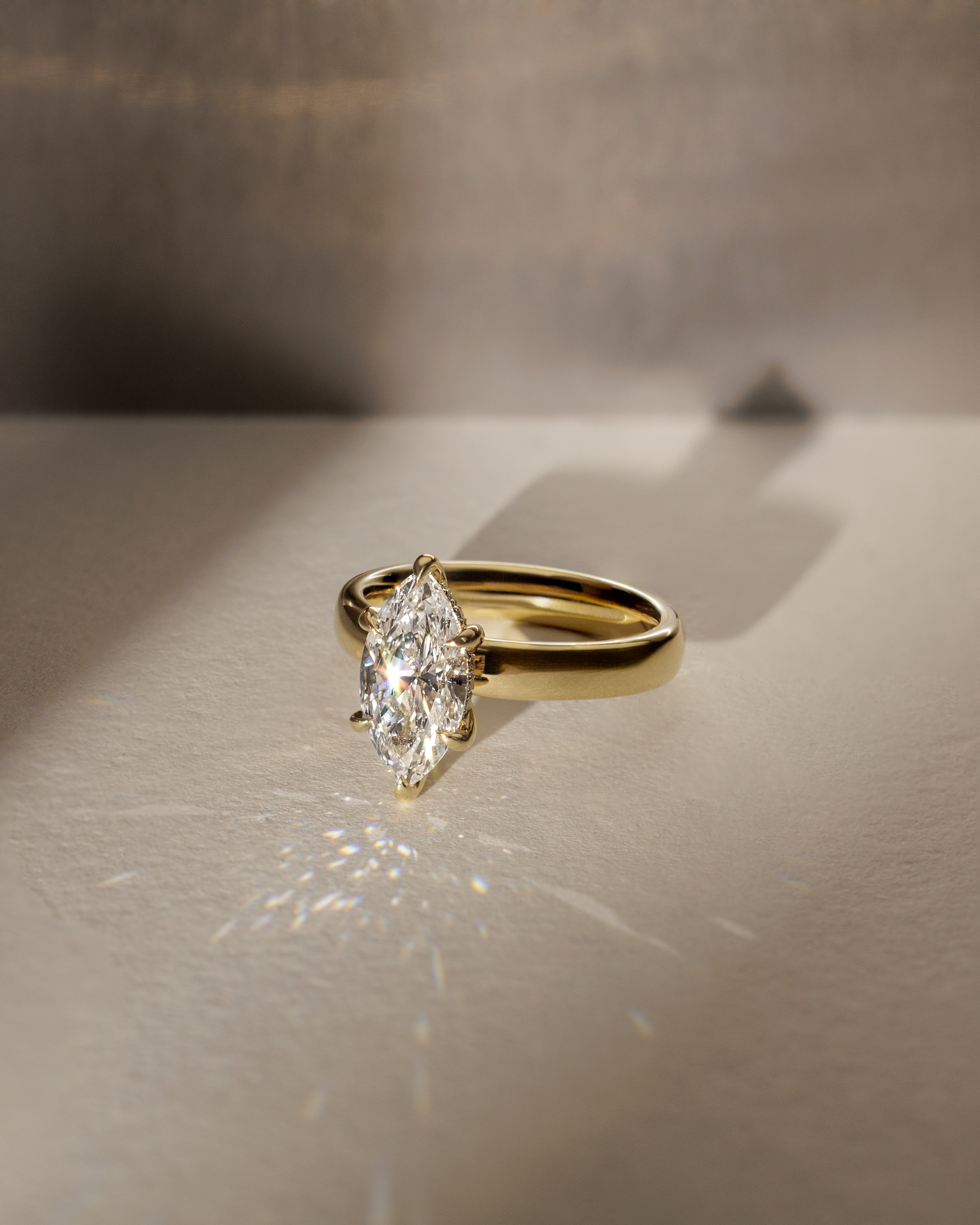 Gigi - Marquise Solitaire with Hidden Halo and Cigar Band Lifestyle Image