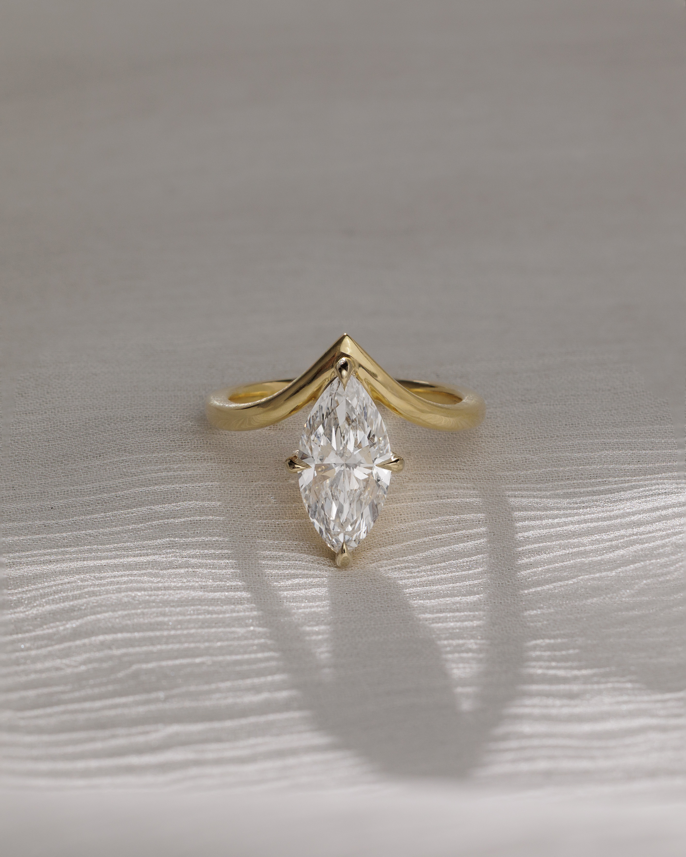 Giselle - Marquise Solitaire with Deep V Band Lifestyle Image