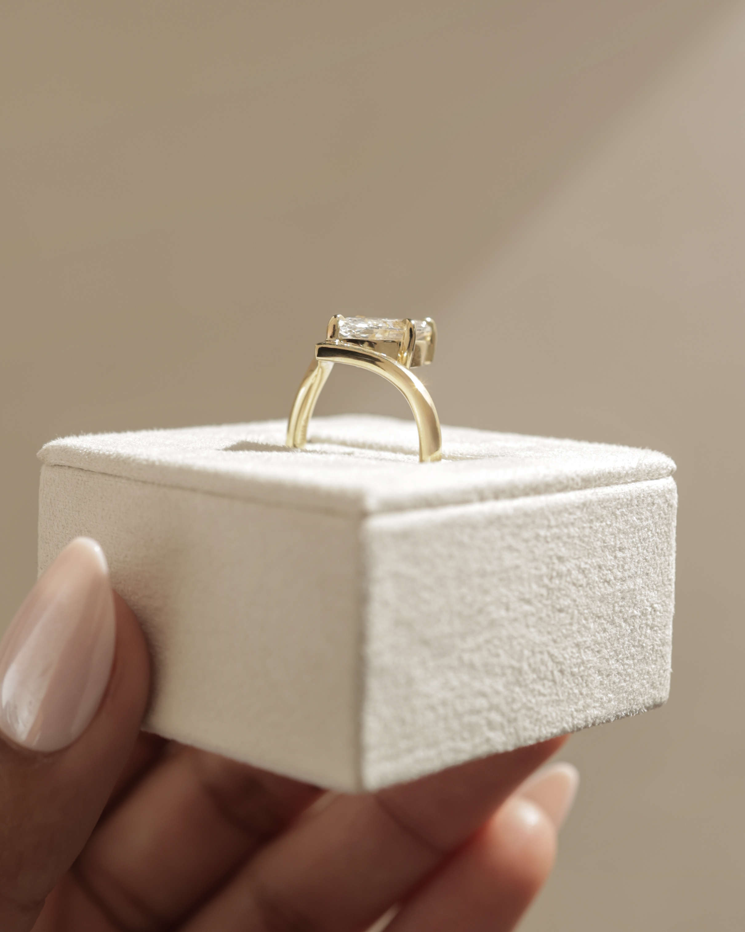 Giselle - Marquise Solitaire with Deep V Band Lifestyle Image