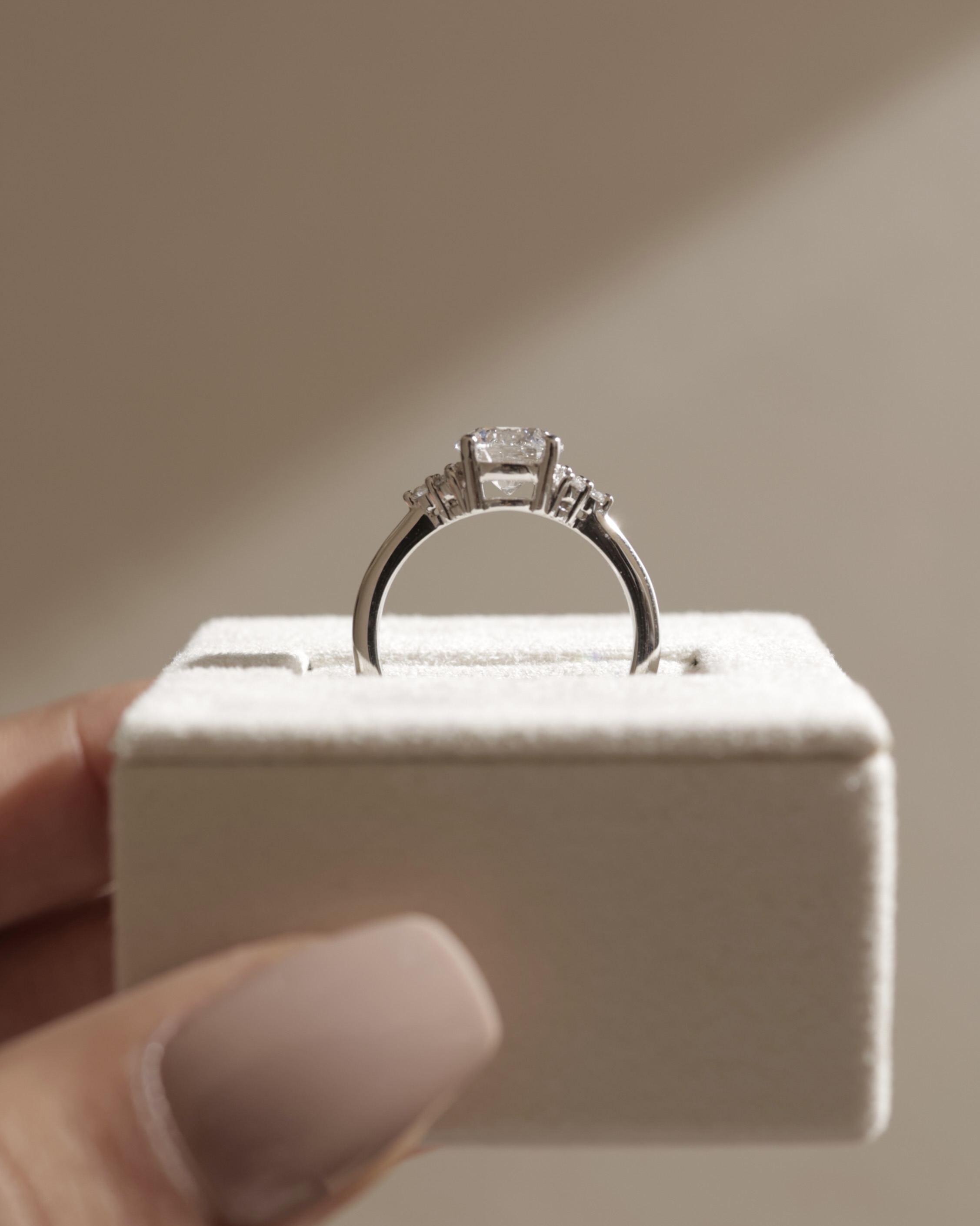 Greta  Round Trilogy with Round Side Stones Lifestyle Image