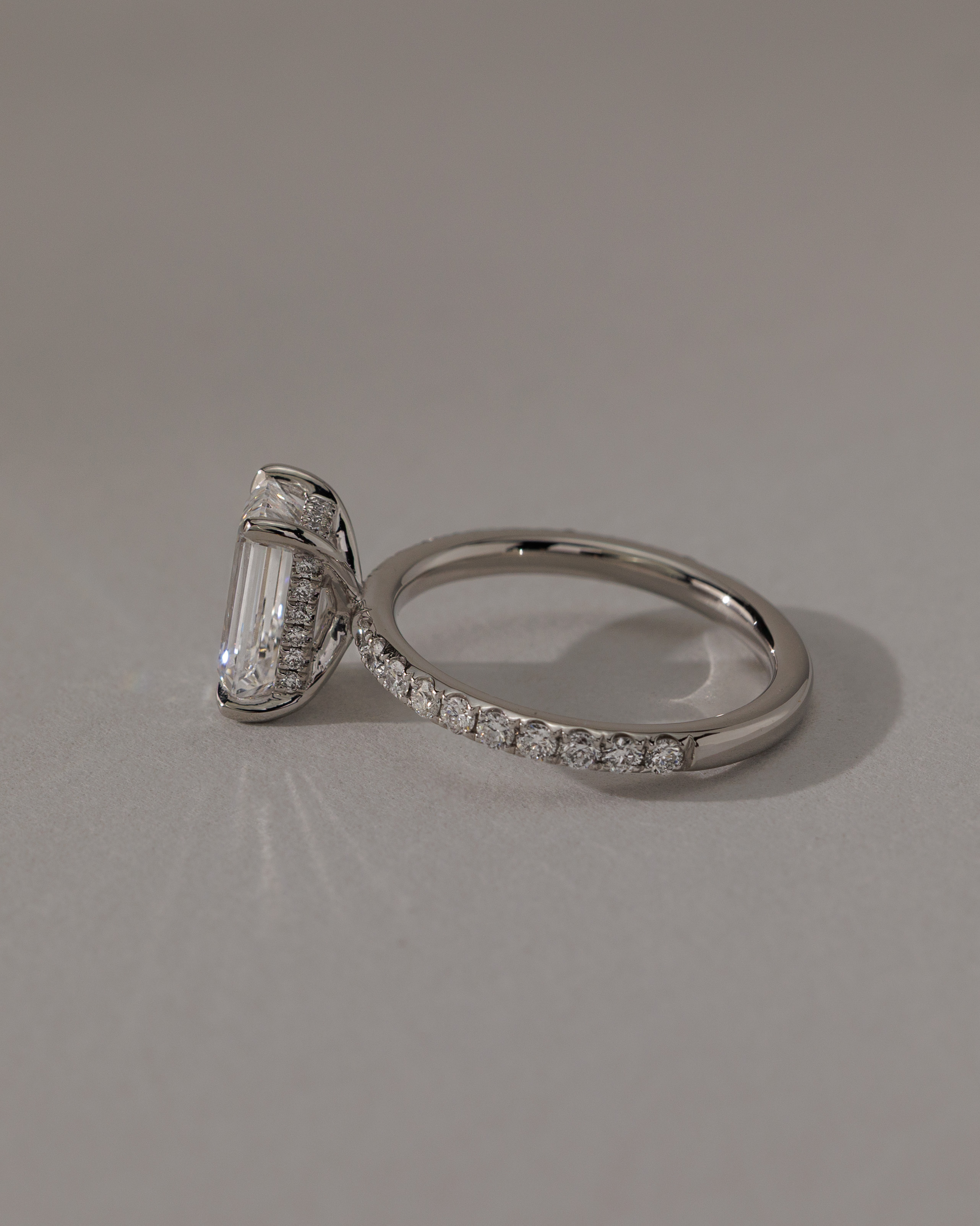 Gwyneth - Emerald Solitaire with Hidden Halo Lifestyle Image