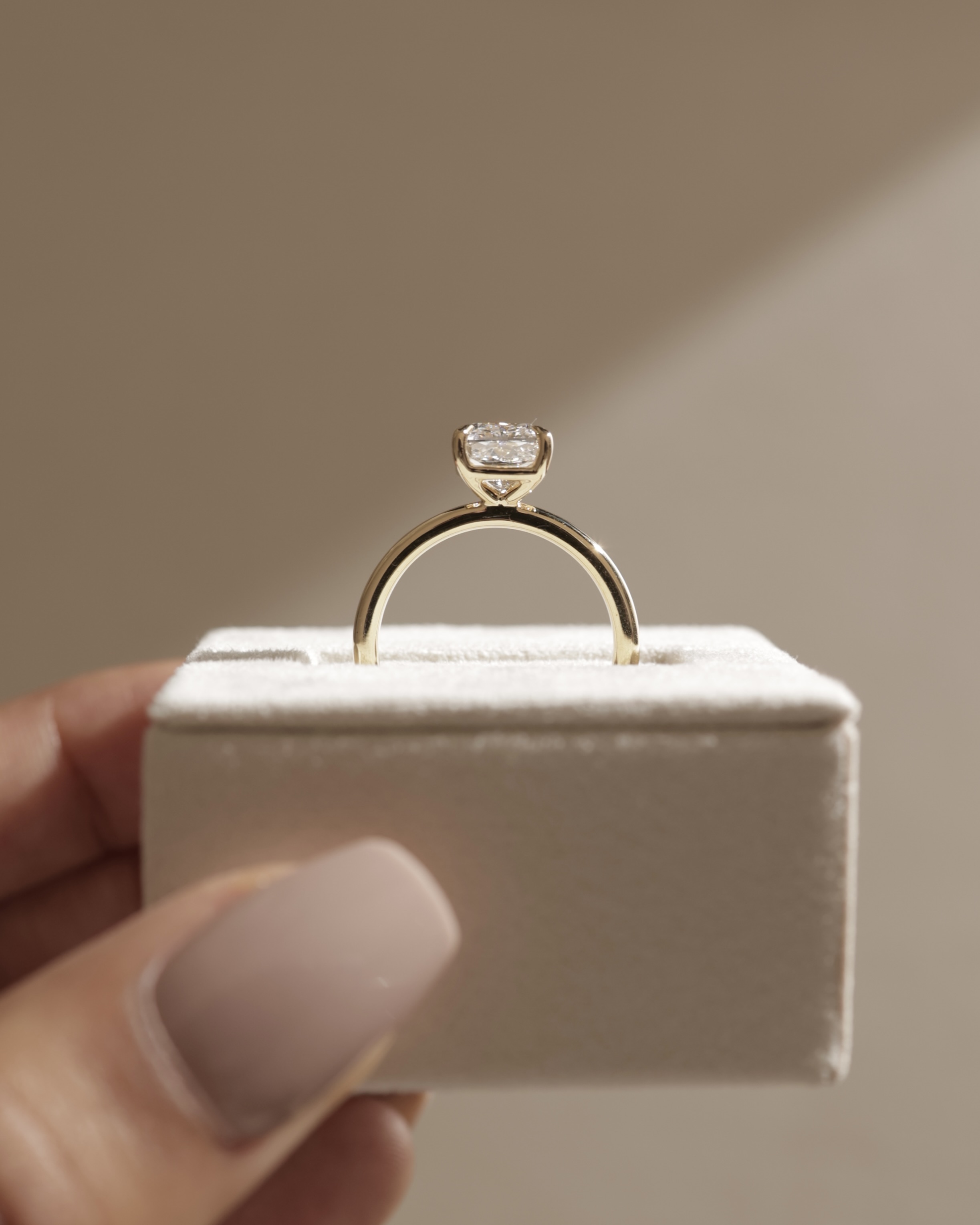 Hazel - Cushion Solitaire Lifestyle Image