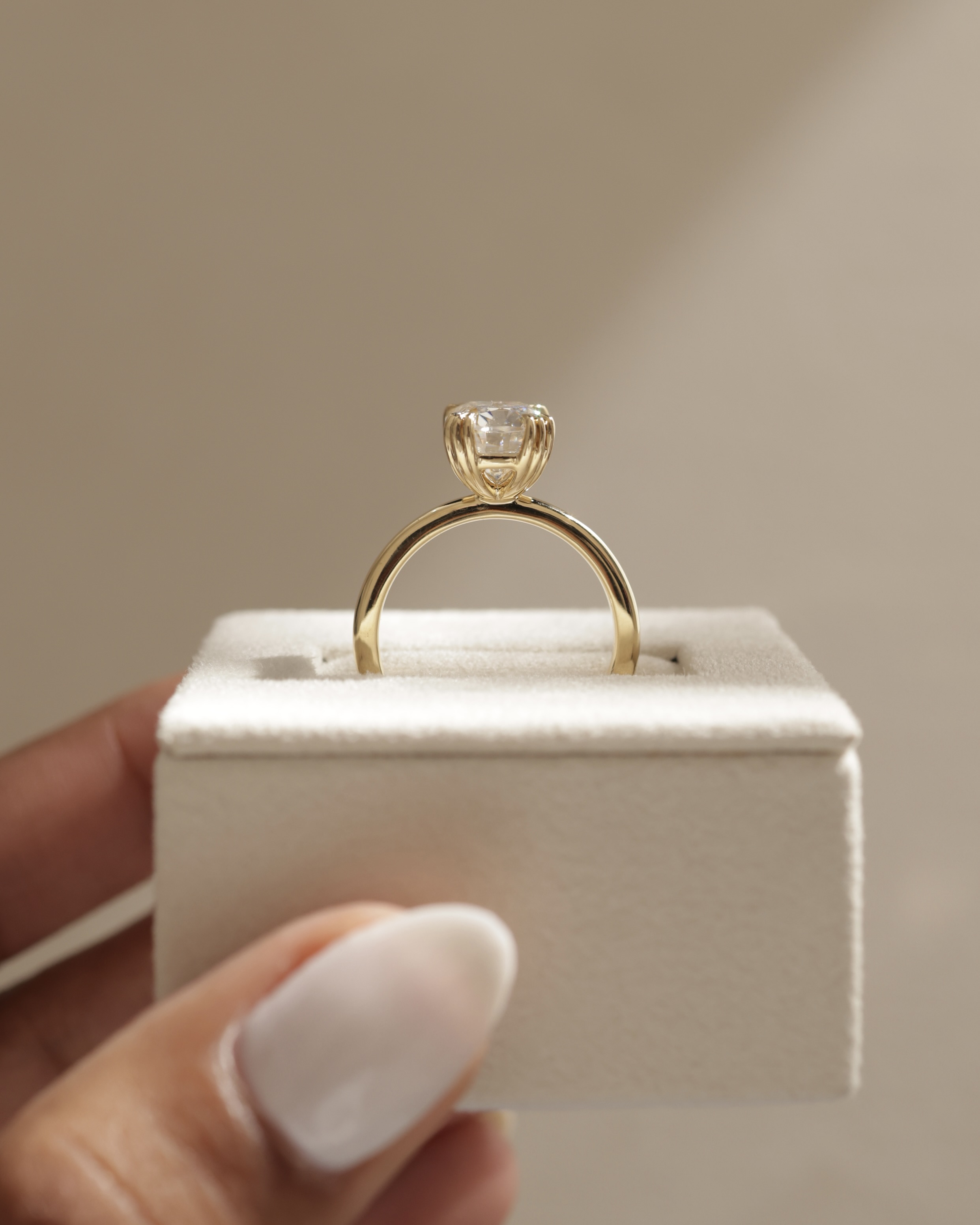 Helena  Elongated Cushion Solitaire with Triple-Split Claws Lifestyle Image