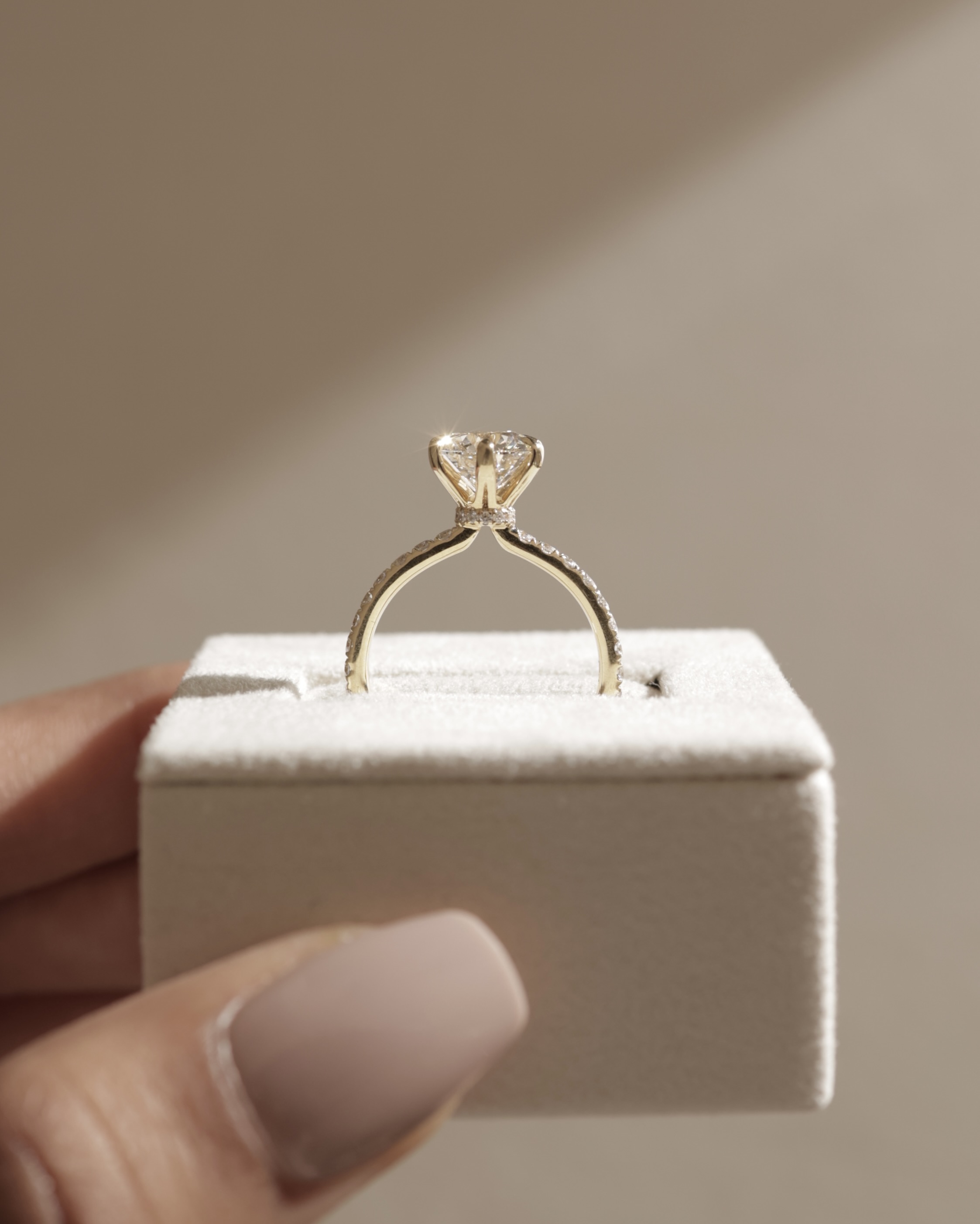 Holly - 6 Claw Pav Round Solitaire with Hidden Halo Lifestyle Image