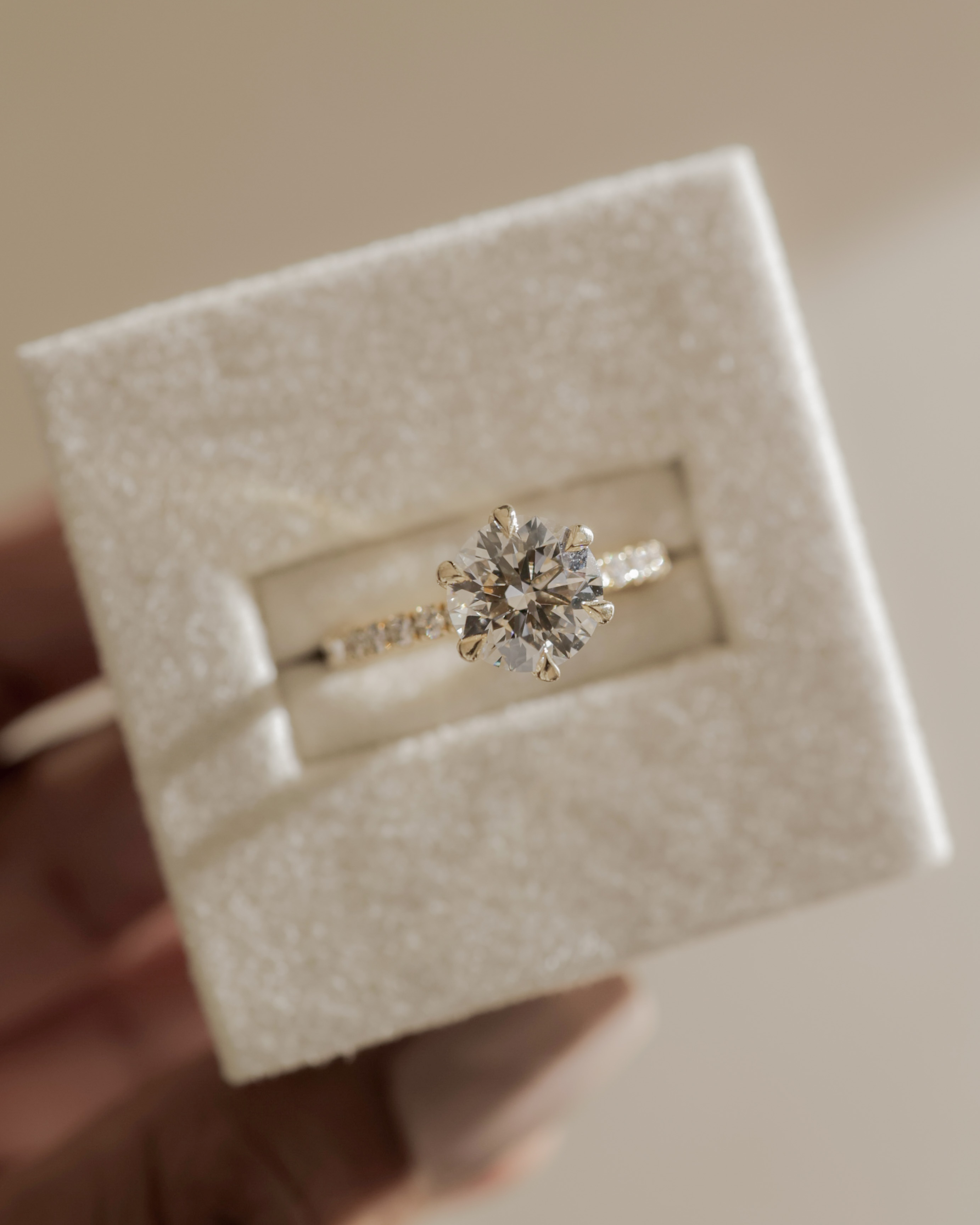 Holly - 6 Claw Pav Round Solitaire with Hidden Halo Lifestyle Image