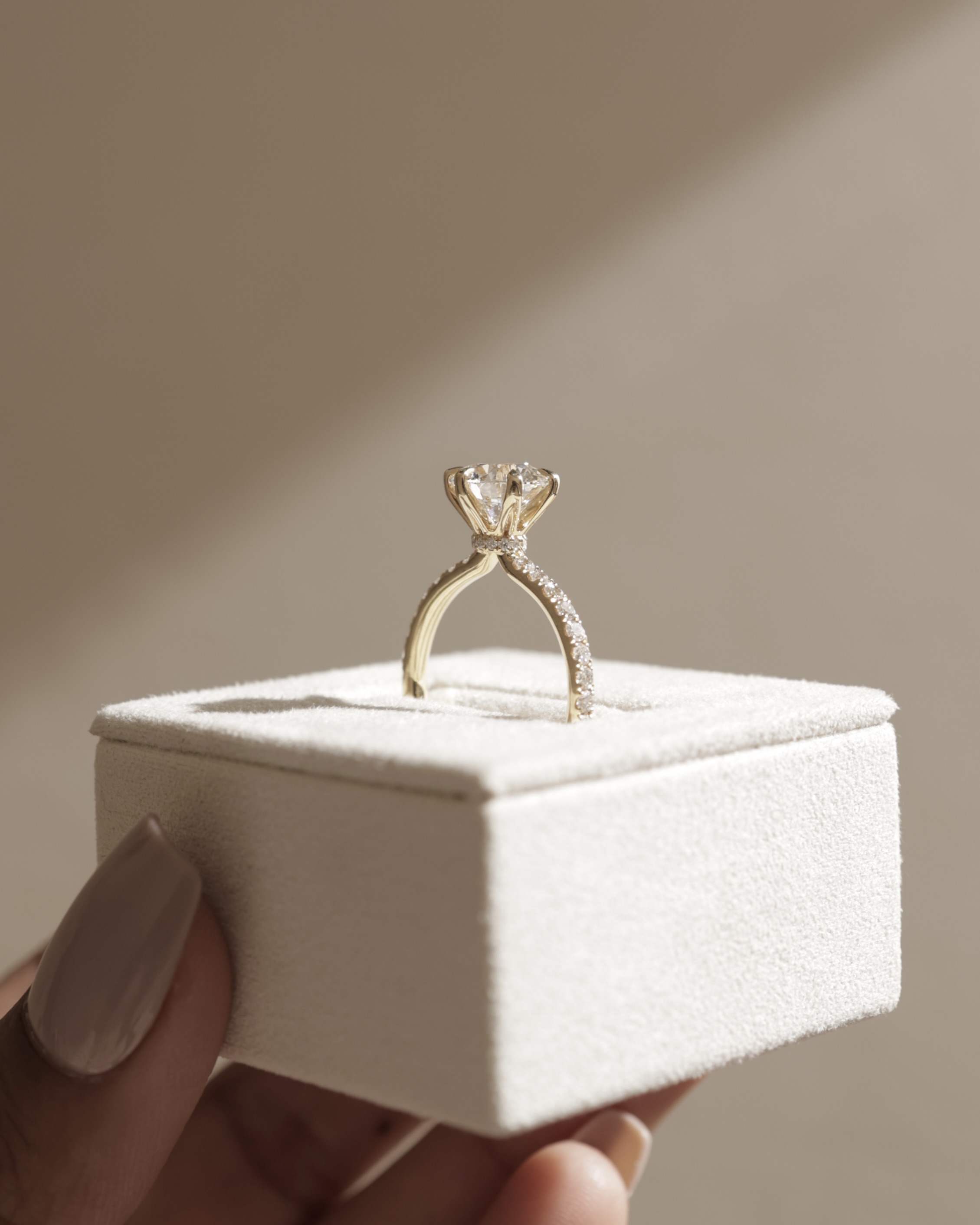 Holly - 6 Claw Pav Round Solitaire with Hidden Halo Lifestyle Image