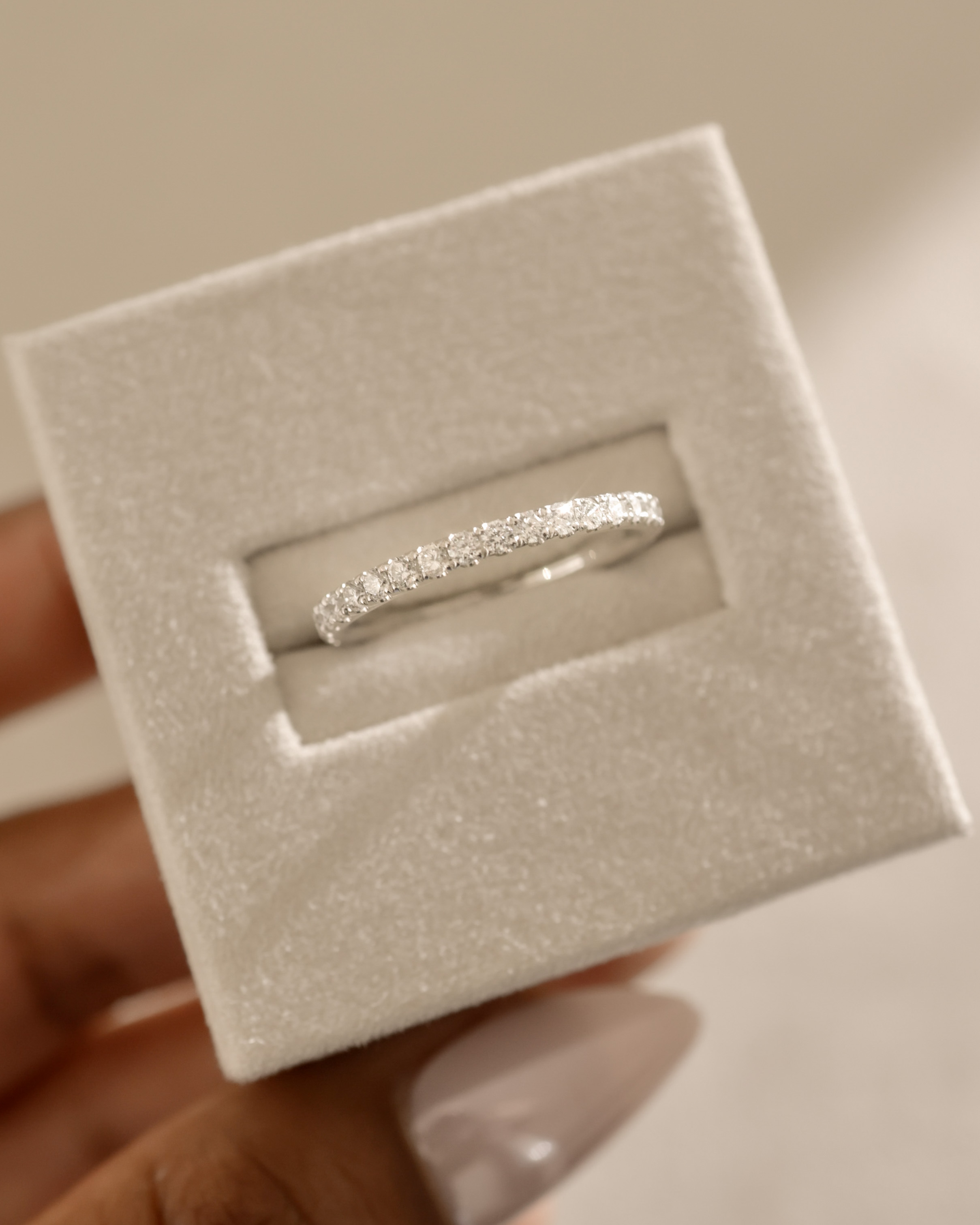 Ingrid  Full Pave Wedding Ring Lifestyle Image