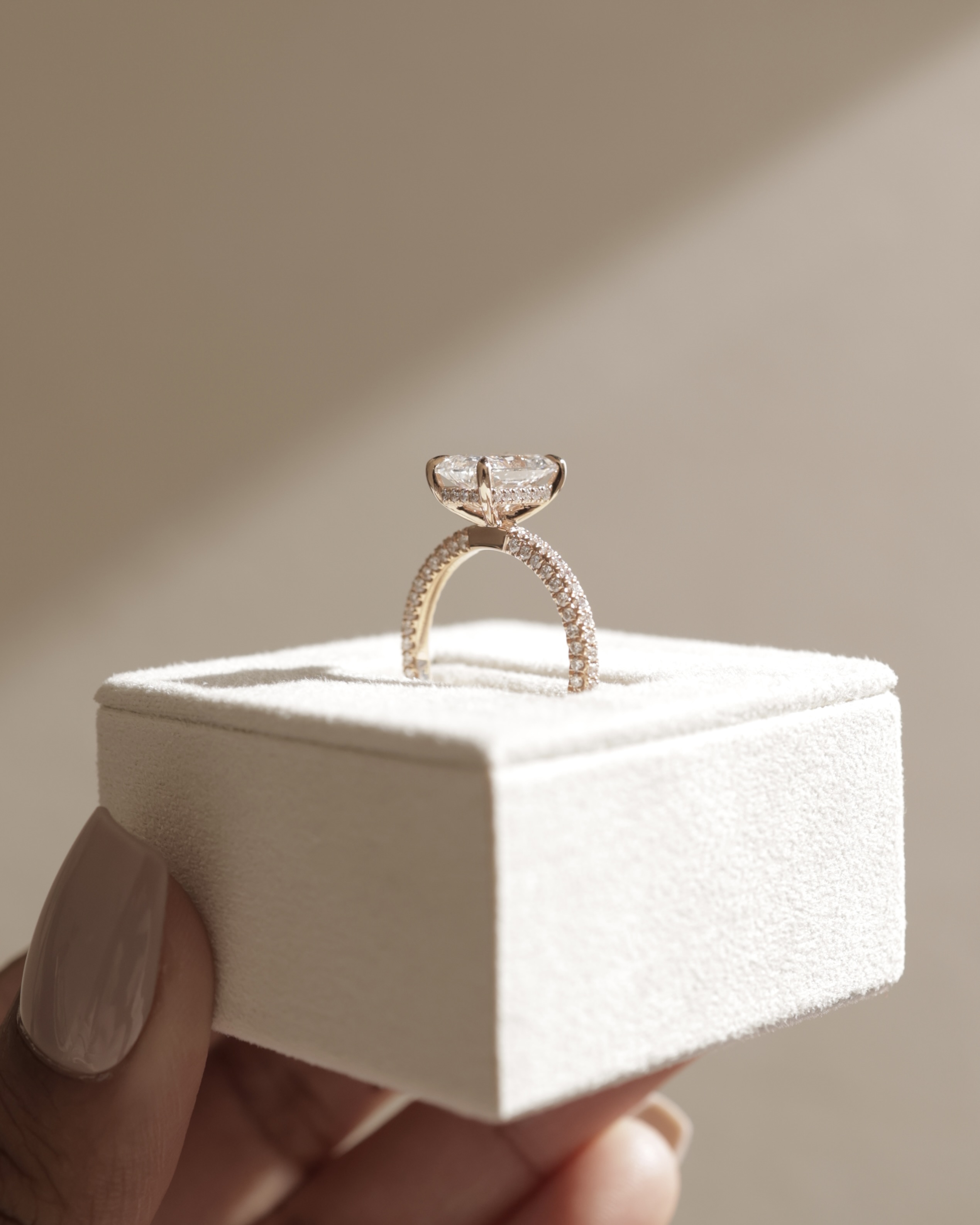 Irene - Radiant Solitaire with Hidden Halo and Triple Pave Lifestyle Image