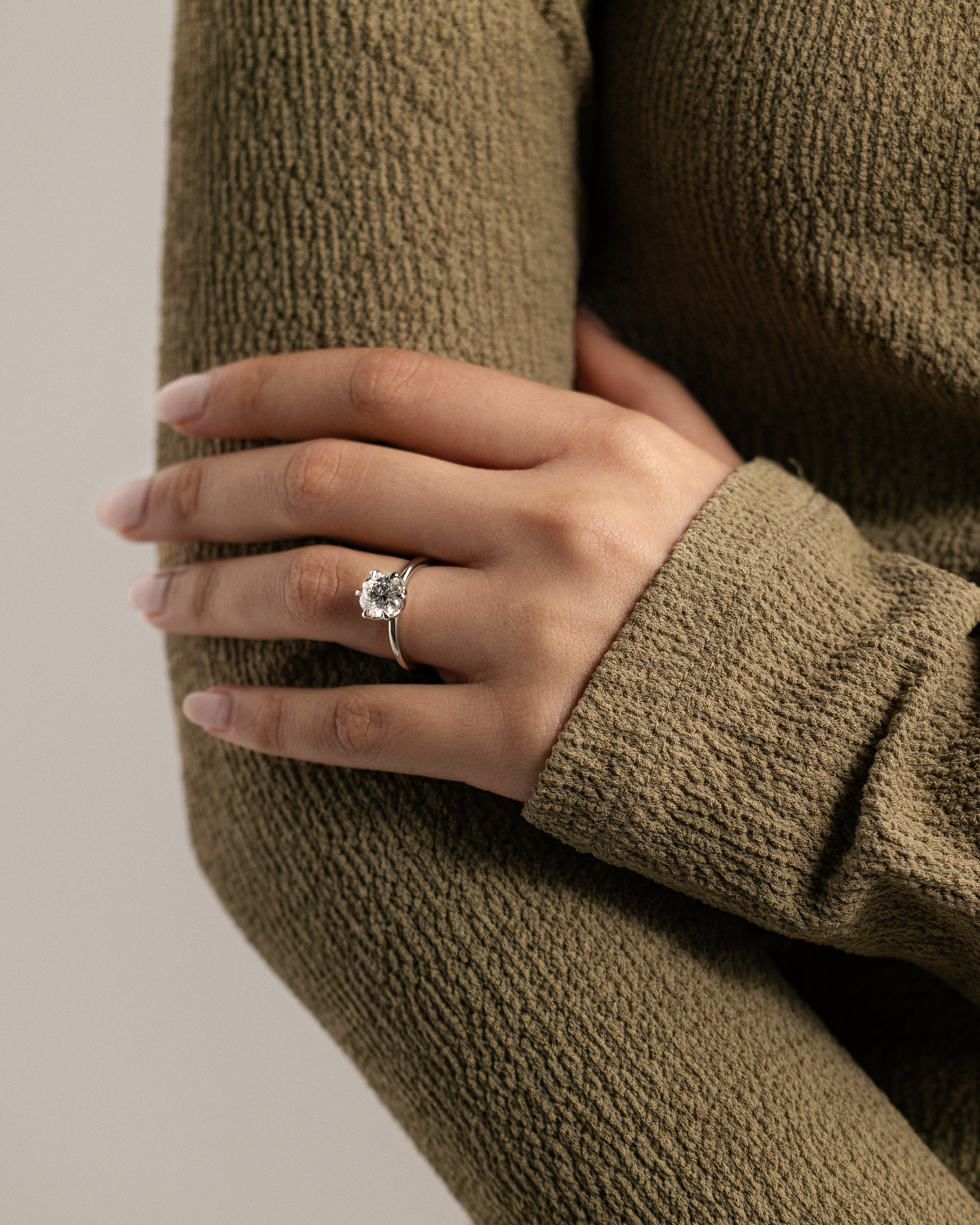 Iris  6 Claw Round Solitaire Lifestyle Image